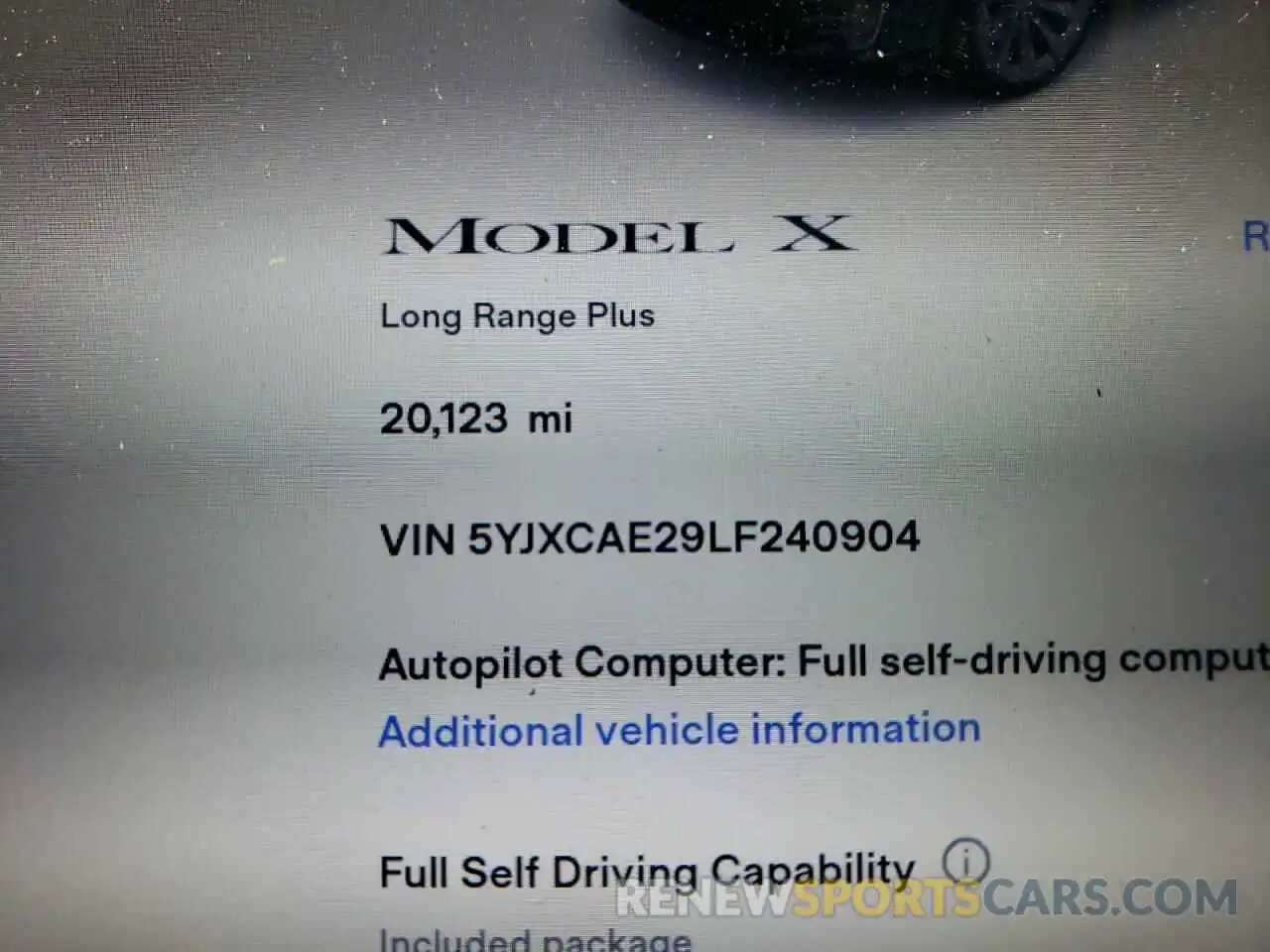 8 Фотография поврежденного автомобиля 5YJXCAE29LF240904 TESLA MODEL X 2020