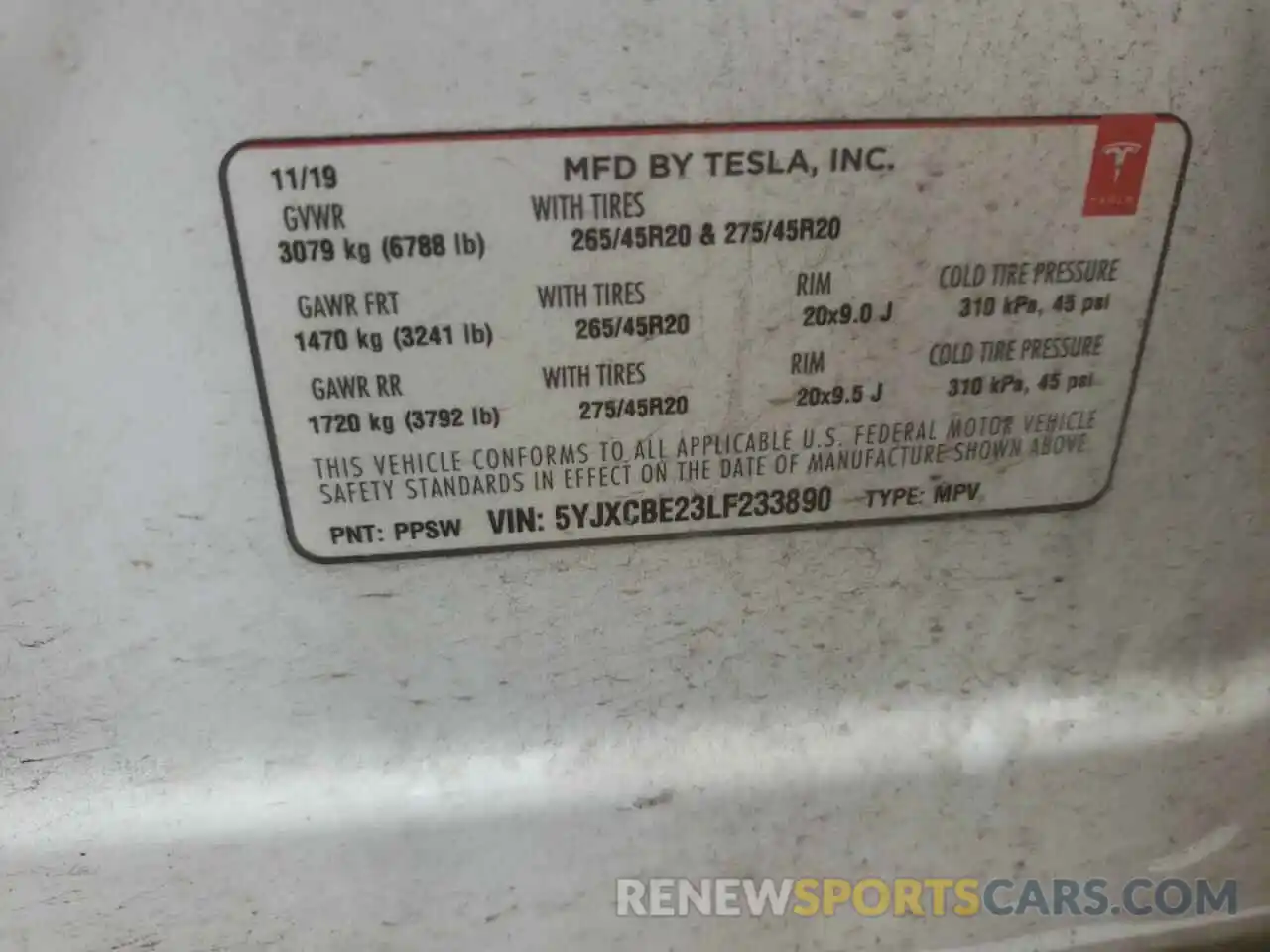 10 Photograph of a damaged car 5YJXCBE23LF233890 TESLA MODEL X 2020