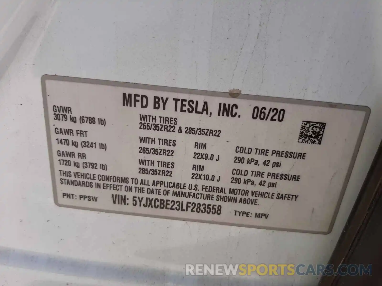 10 Photograph of a damaged car 5YJXCBE23LF283558 TESLA MODEL X 2020