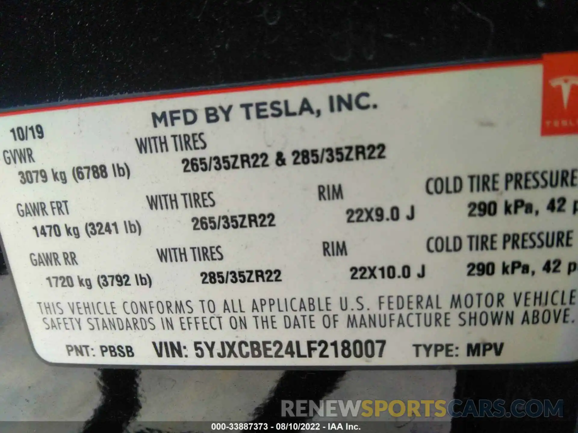 9 Фотография поврежденного автомобиля 5YJXCBE24LF218007 TESLA MODEL X 2020