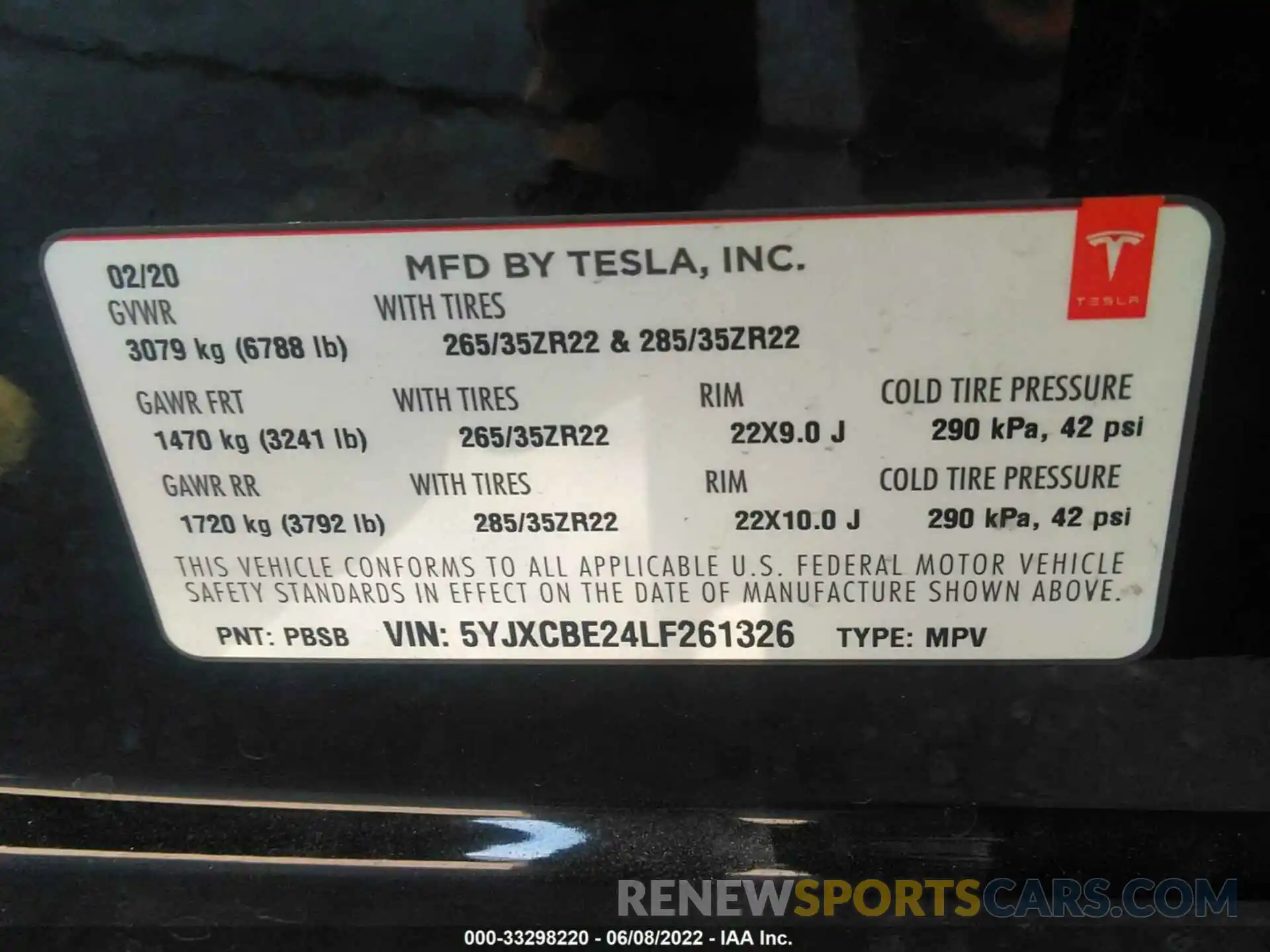 9 Фотография поврежденного автомобиля 5YJXCBE24LF261326 TESLA MODEL X 2020