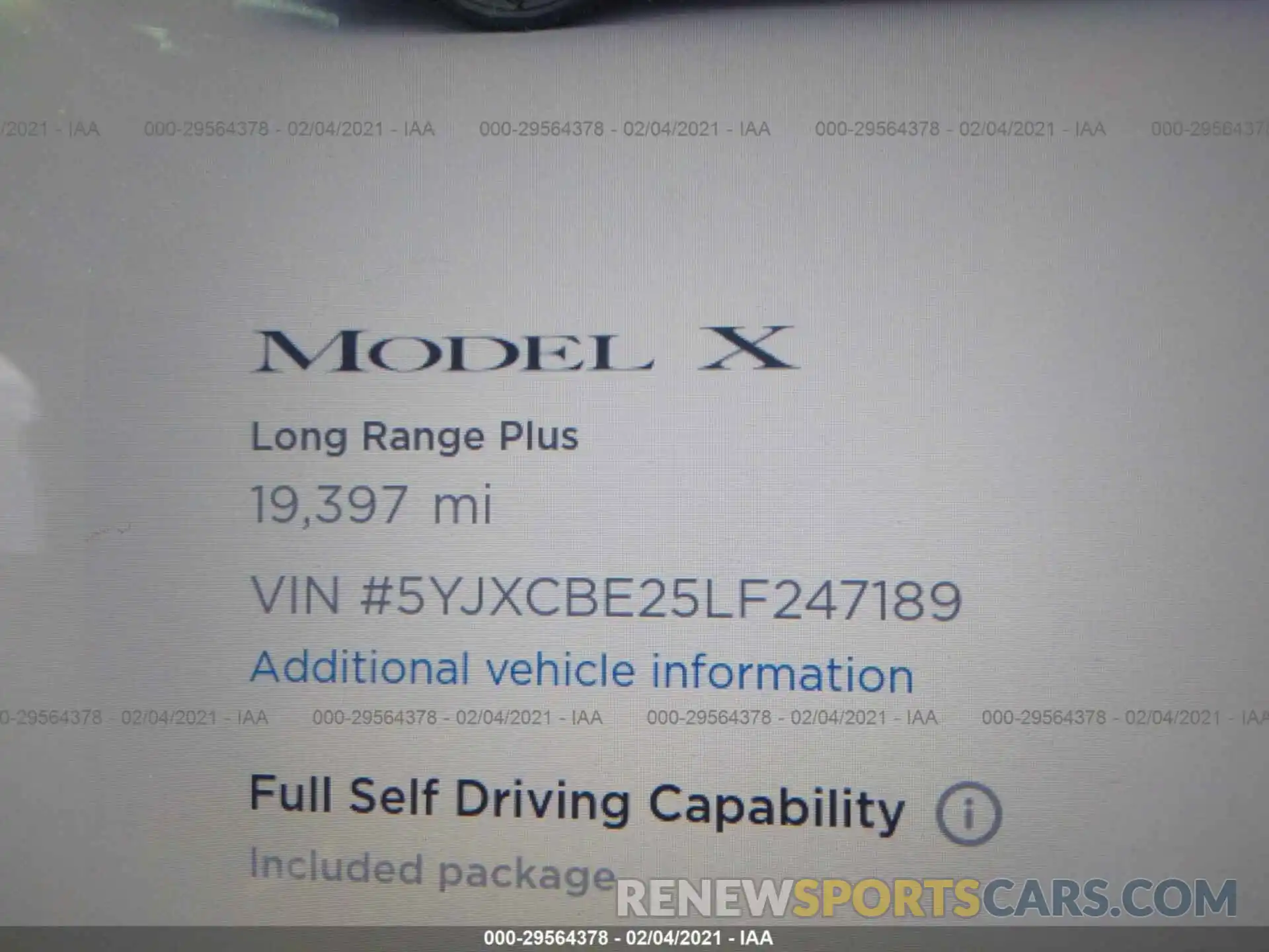 7 Photograph of a damaged car 5YJXCBE25LF247189 TESLA MODEL X 2020