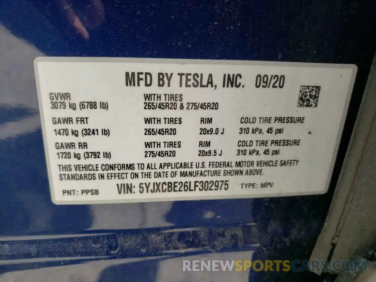 10 Фотография поврежденного автомобиля 5YJXCBE26LF302975 TESLA MODEL X 2020