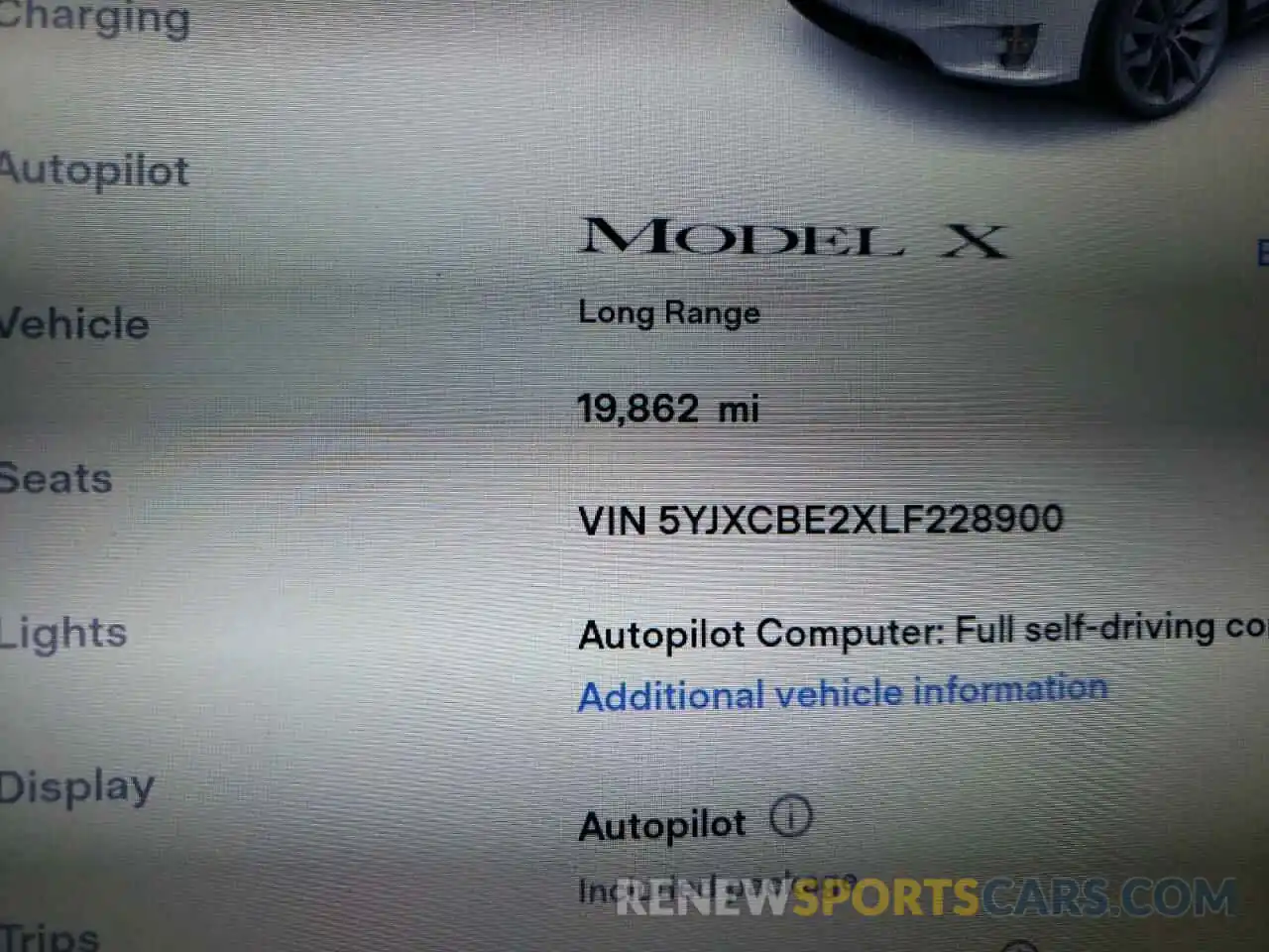 8 Фотография поврежденного автомобиля 5YJXCBE2XLF228900 TESLA MODEL X 2020