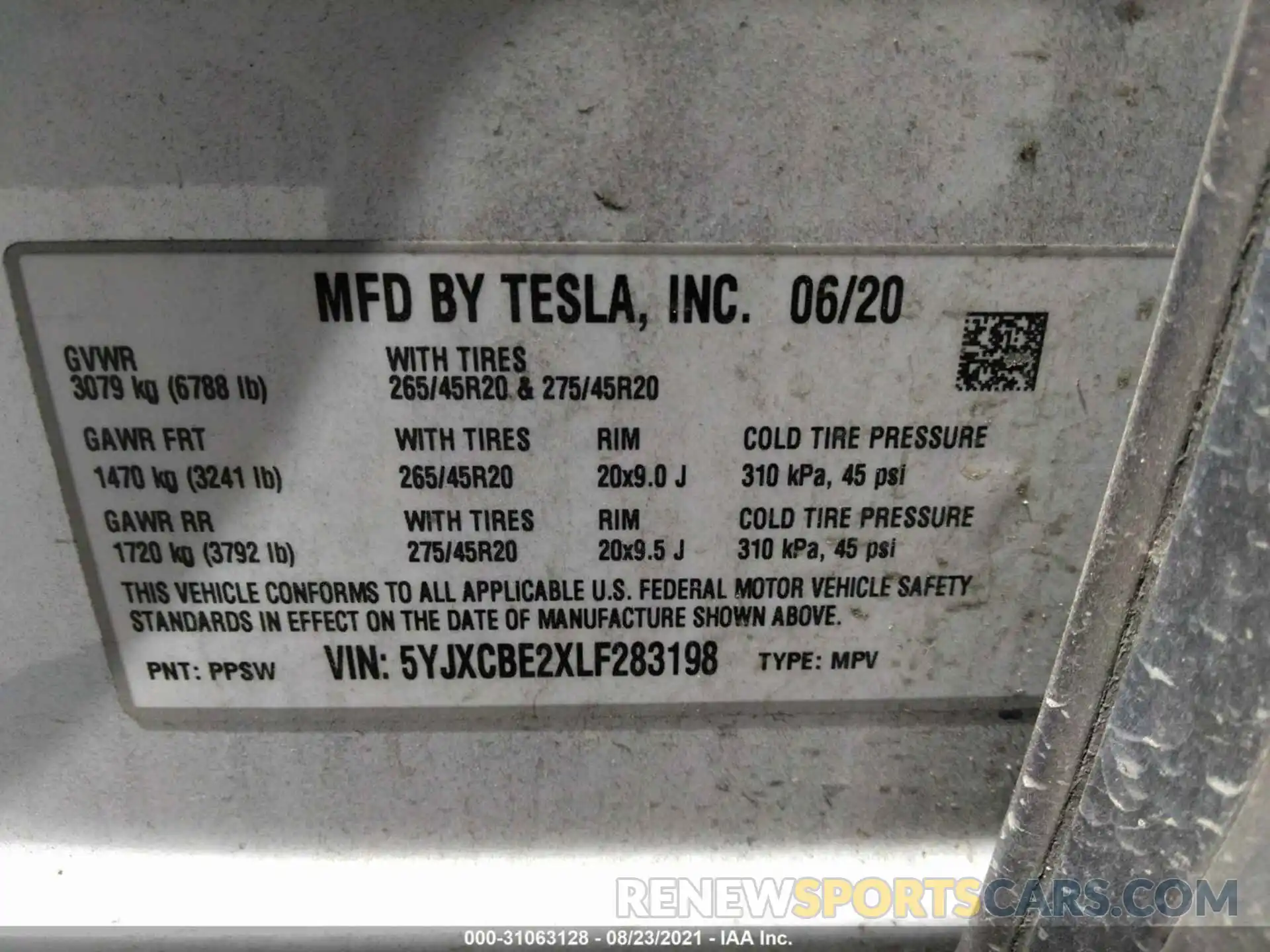 9 Фотография поврежденного автомобиля 5YJXCBE2XLF283198 TESLA MODEL X 2020