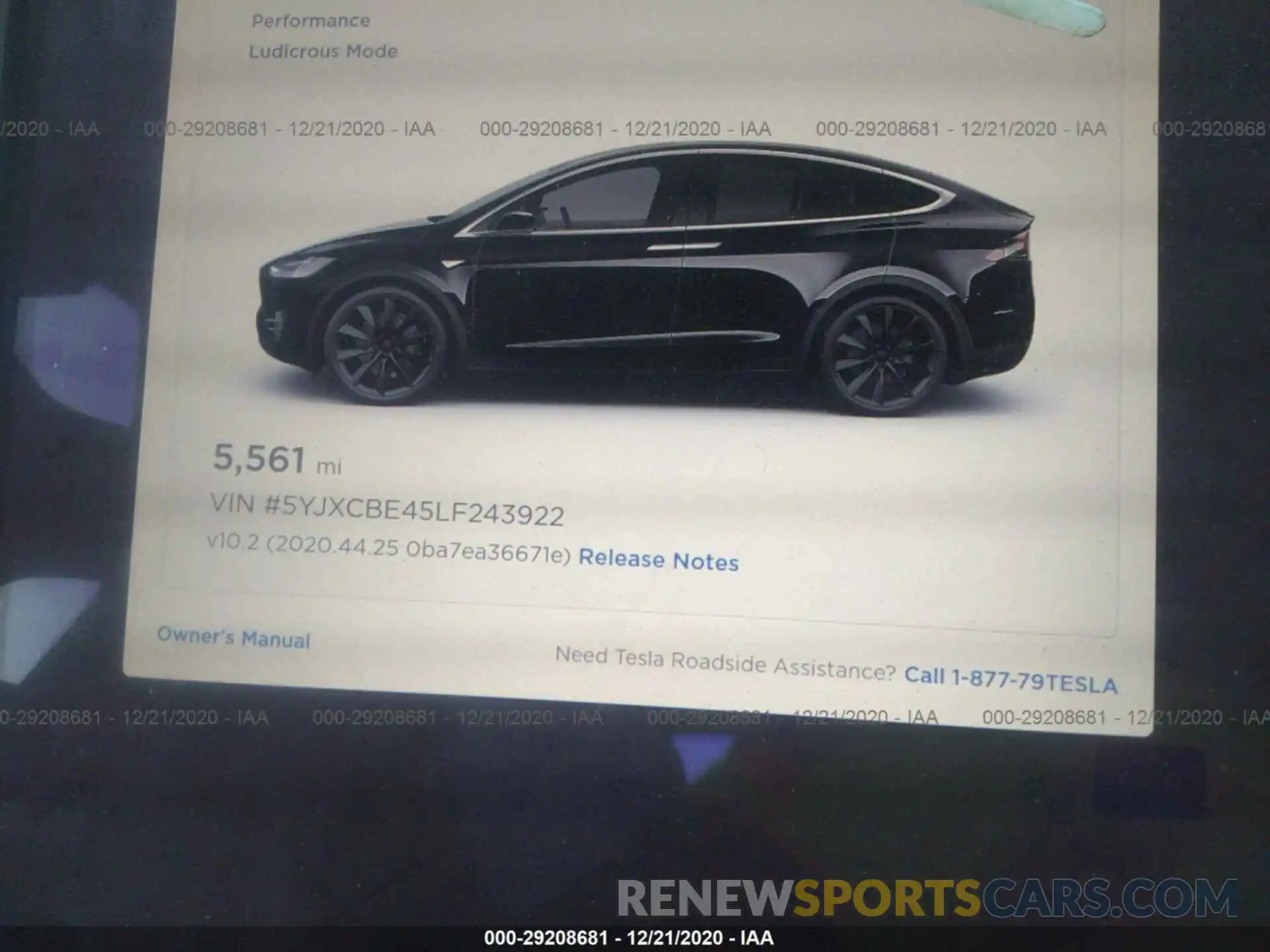 7 Фотография поврежденного автомобиля 5YJXCBE45LF243922 TESLA MODEL X 2020