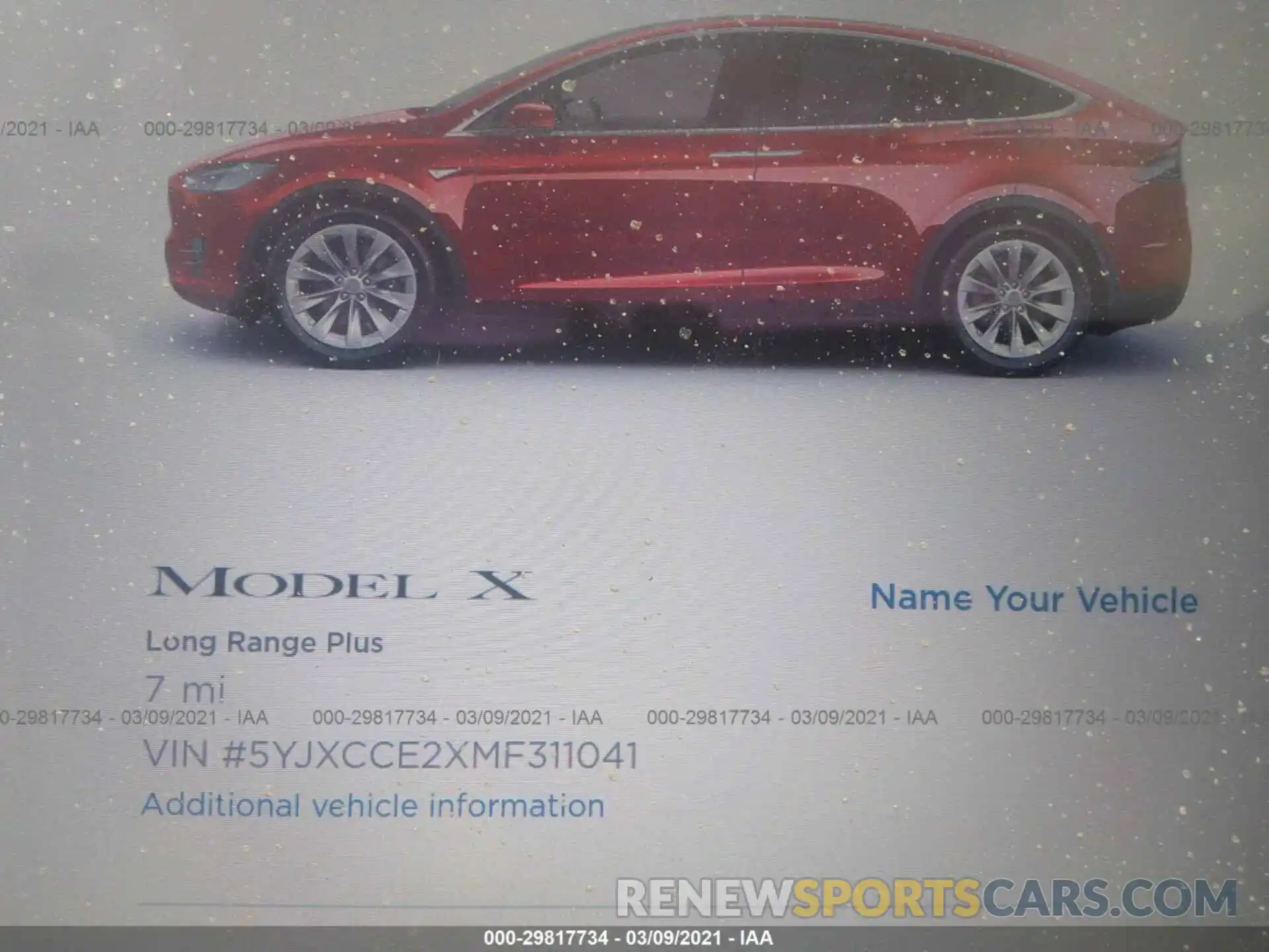 7 Фотография поврежденного автомобиля 5YJXCCE2XMF311041 TESLA MODEL X 2020