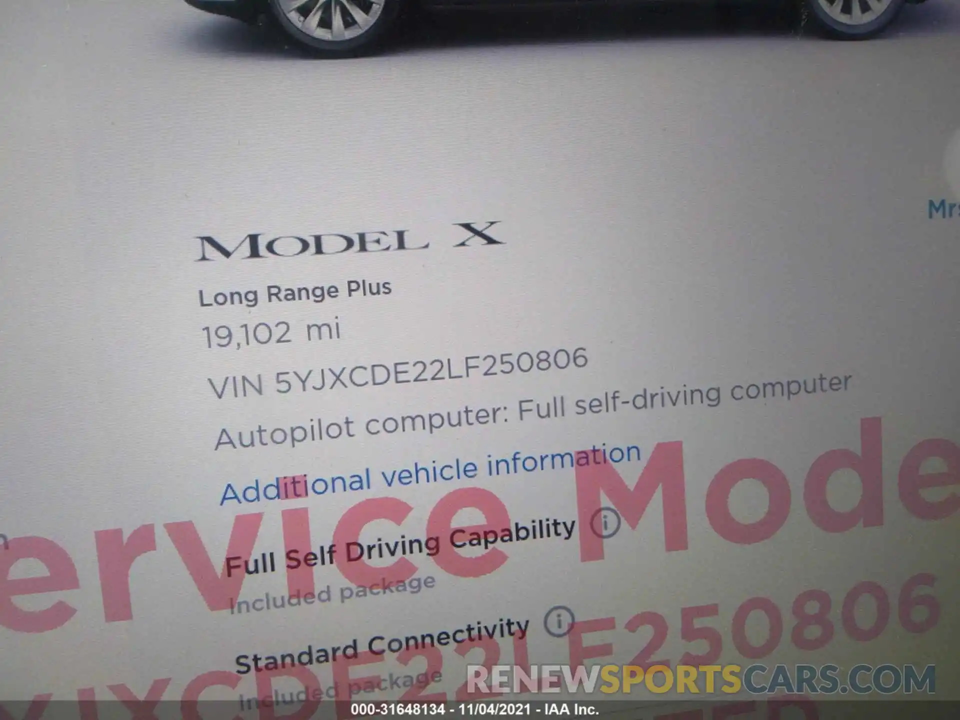 7 Фотография поврежденного автомобиля 5YJXCDE22LF250806 TESLA MODEL X 2020