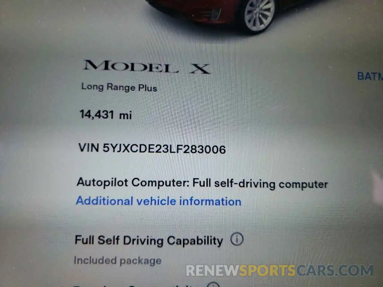 8 Фотография поврежденного автомобиля 5YJXCDE23LF283006 TESLA MODEL X 2020