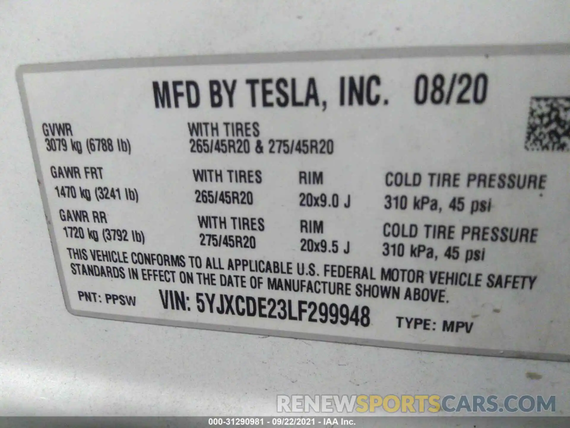 9 Photograph of a damaged car 5YJXCDE23LF299948 TESLA MODEL X 2020