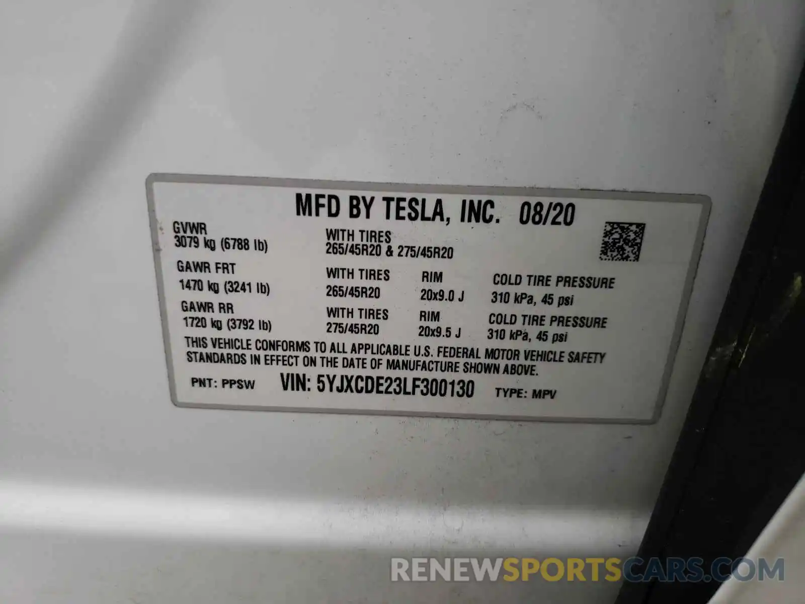 10 Photograph of a damaged car 5YJXCDE23LF300130 TESLA MODEL X 2020