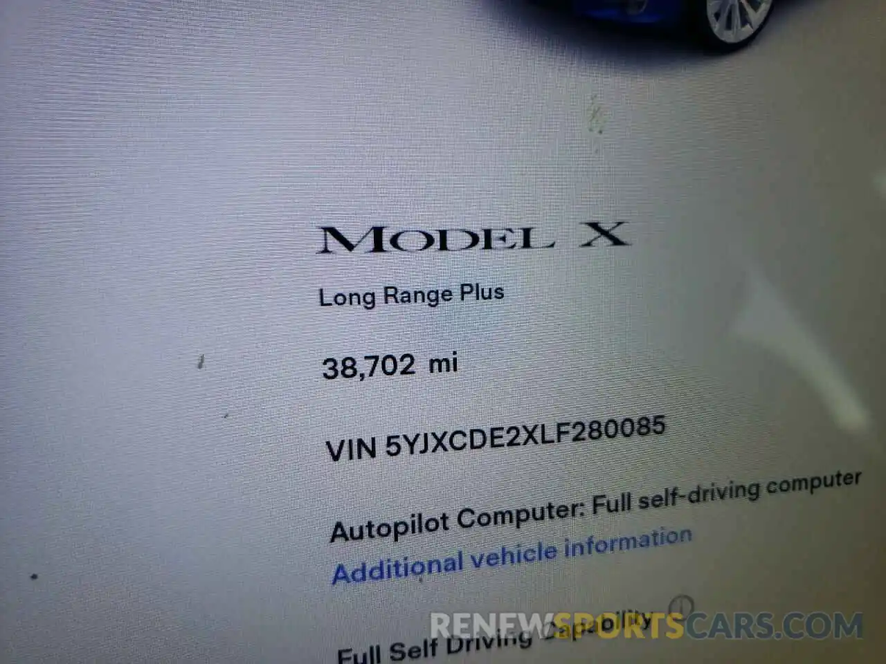 8 Фотография поврежденного автомобиля 5YJXCDE2XLF280085 TESLA MODEL X 2020