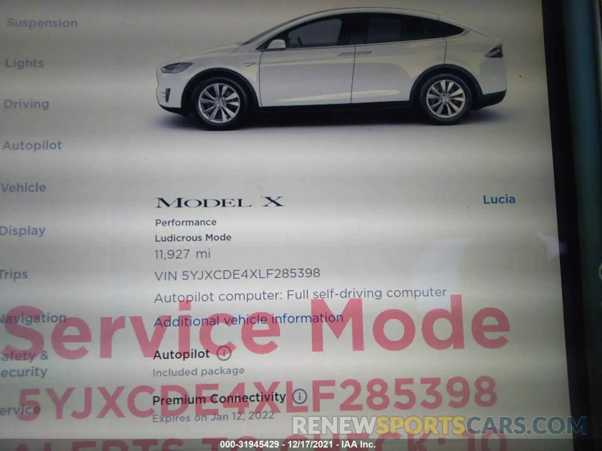 7 Photograph of a damaged car 5YJXCDE4XLF285398 TESLA MODEL X 2020