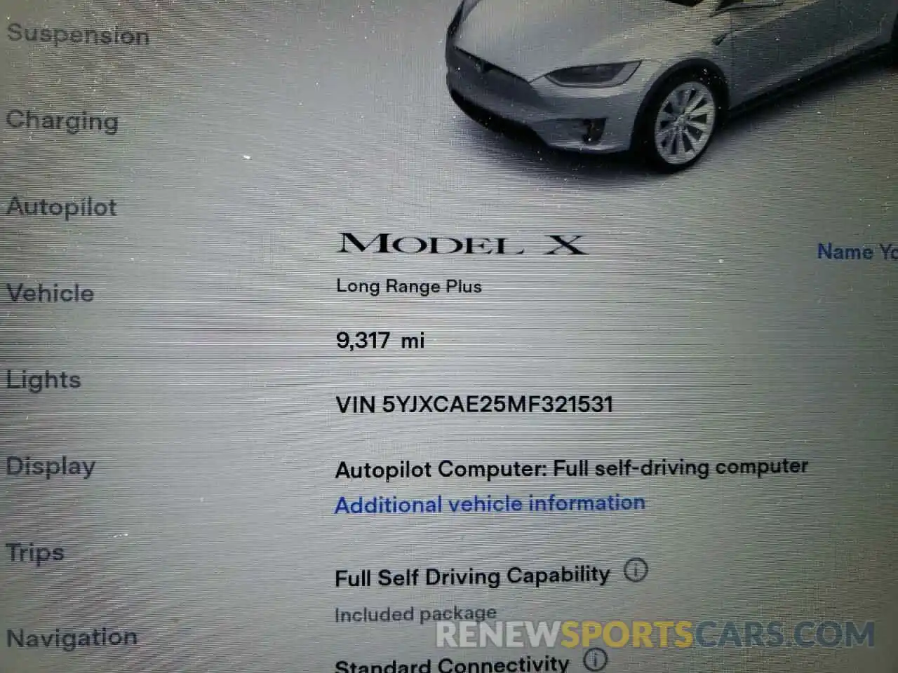 8 Фотография поврежденного автомобиля 5YJXCAE25MF321531 TESLA MODEL X 2021