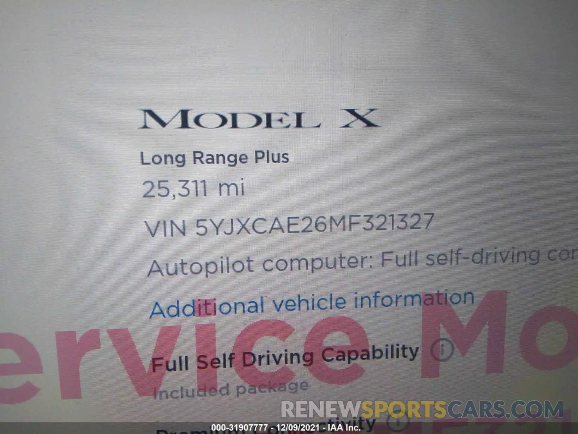 7 Photograph of a damaged car 5YJXCAE26MF321327 TESLA MODEL X 2021