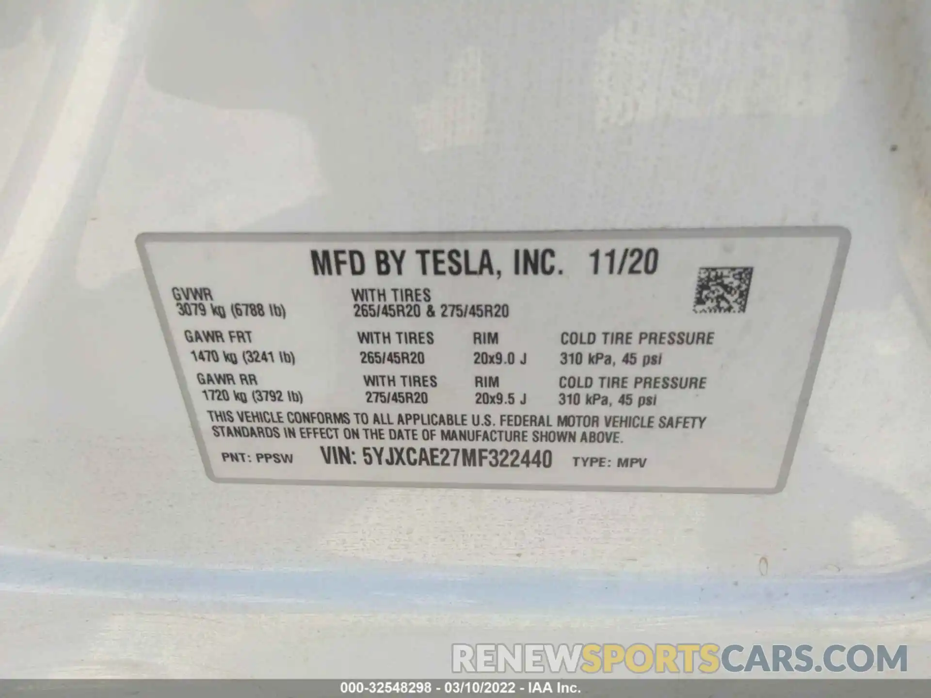 9 Фотография поврежденного автомобиля 5YJXCAE27MF322440 TESLA MODEL X 2021