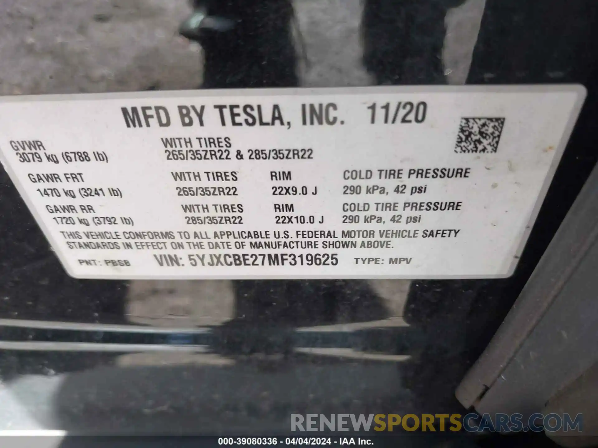 9 Фотография поврежденного автомобиля 5YJXCBE27MF319625 TESLA MODEL X 2021