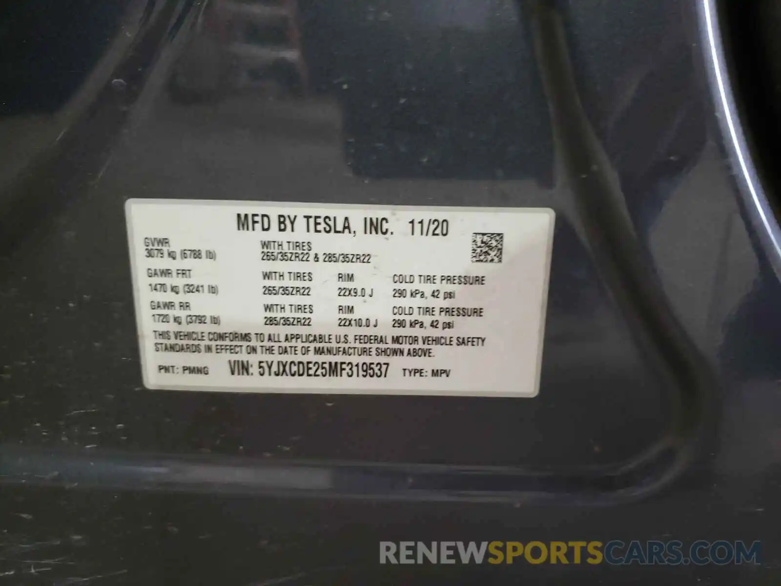 10 Фотография поврежденного автомобиля 5YJXCDE25MF319537 TESLA MODEL X 2021