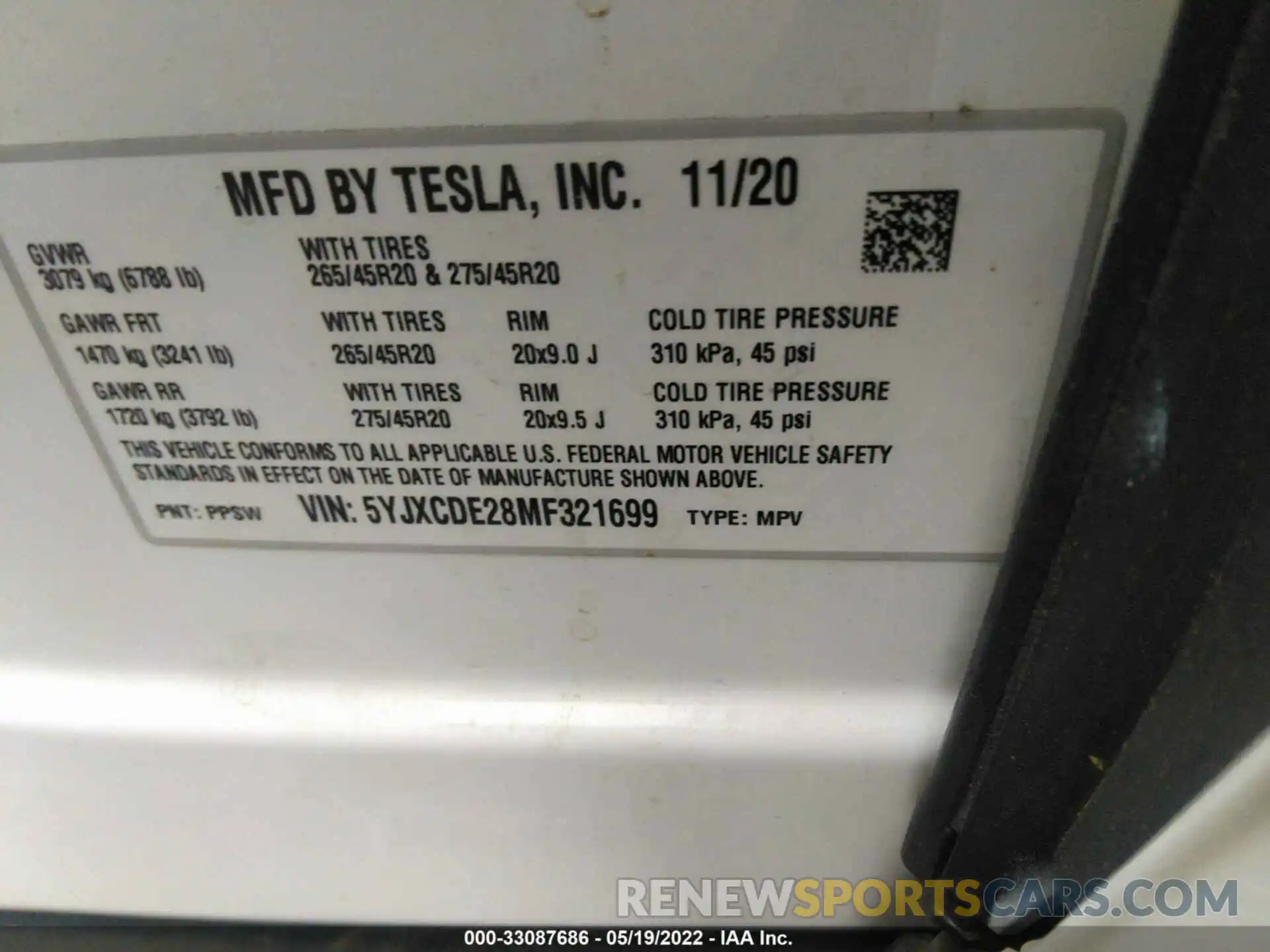 9 Фотография поврежденного автомобиля 5YJXCDE28MF321699 TESLA MODEL X 2021