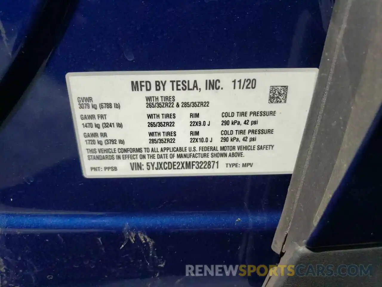 10 Фотография поврежденного автомобиля 5YJXCDE2XMF322871 TESLA MODEL X 2021