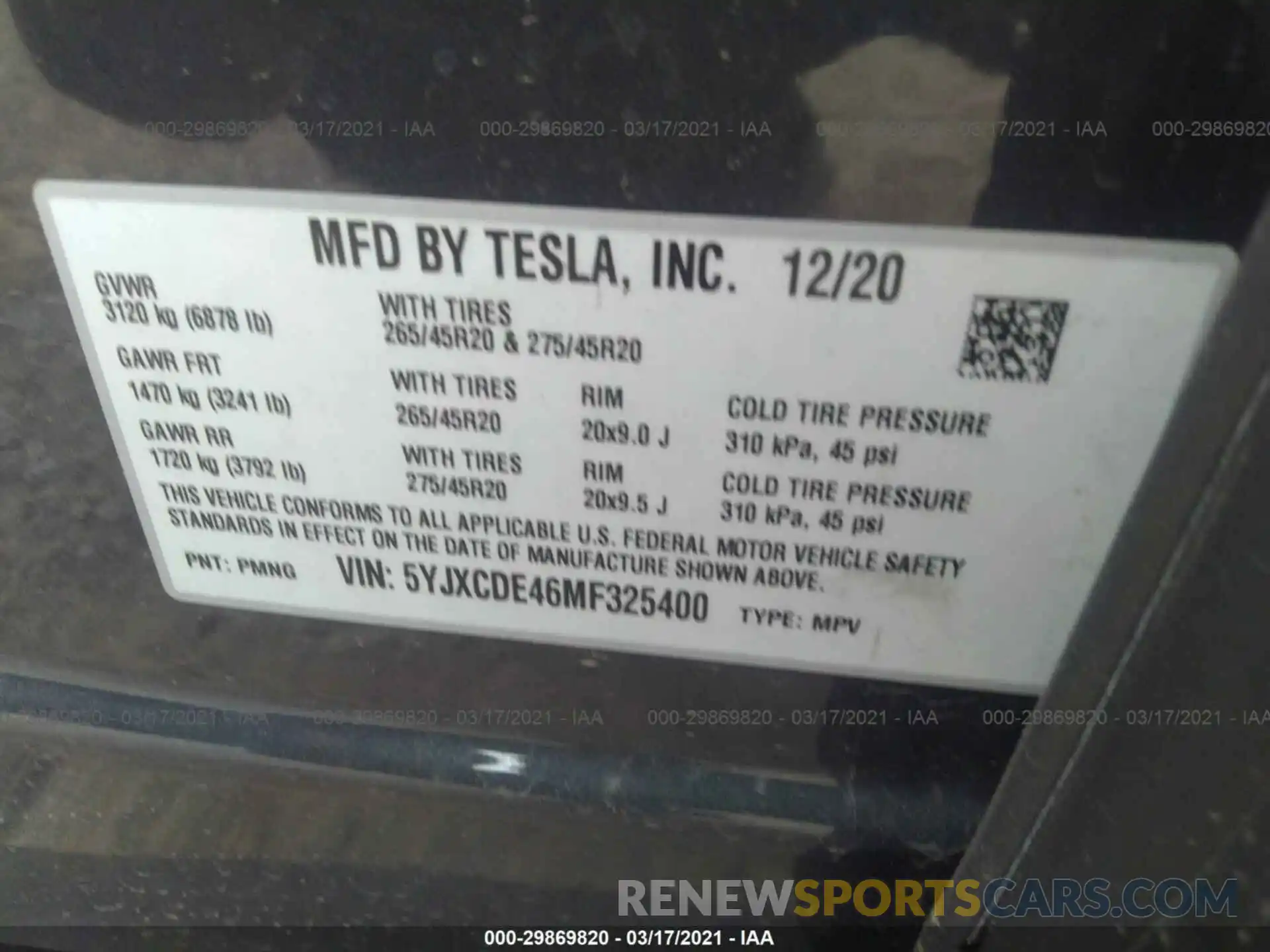 9 Фотография поврежденного автомобиля 5YJXCDE46MF325400 TESLA MODEL X 2021