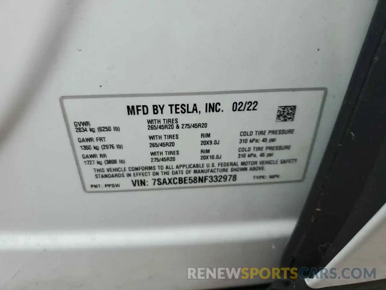 10 Photograph of a damaged car 7SAXCBE58NF332978 TESLA MODEL X 2022