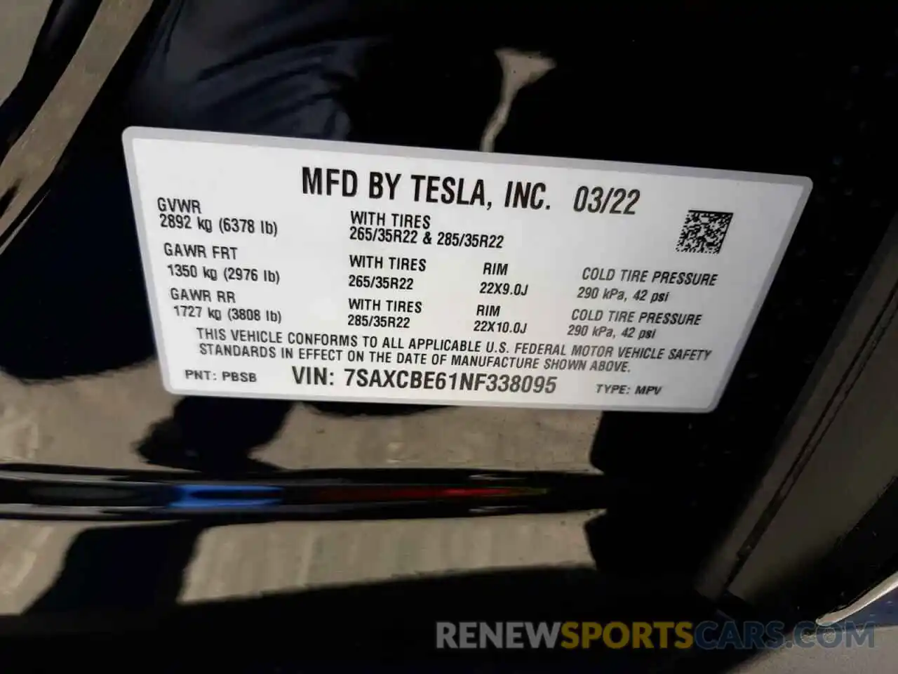 10 Photograph of a damaged car 7SAXCBE61NF338095 TESLA MODEL X 2022