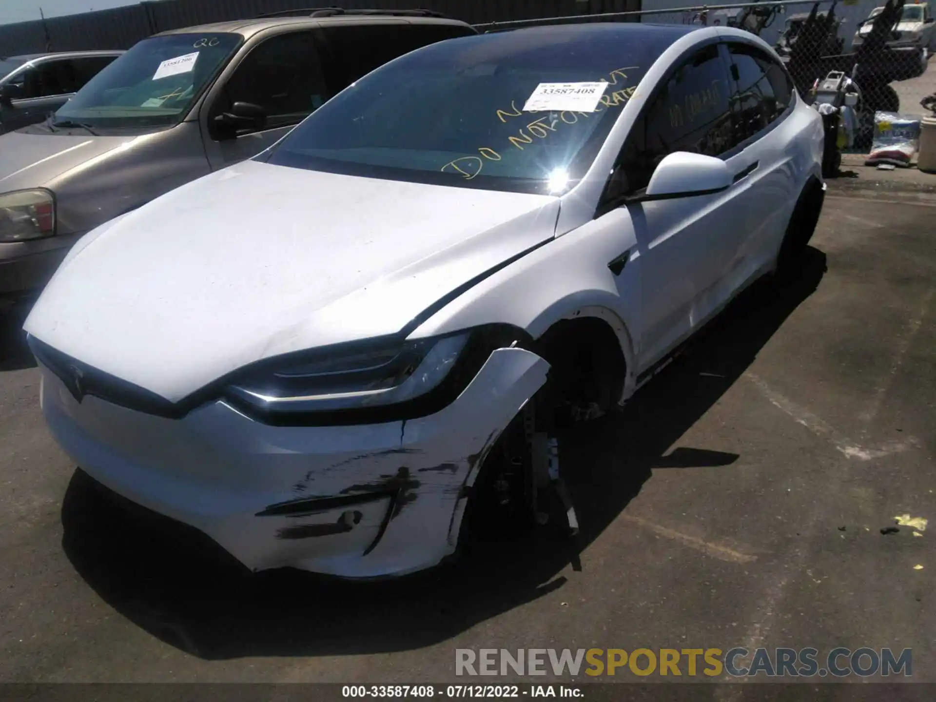 2 Photograph of a damaged car 7SAXCBE66NF337864 TESLA MODEL X 2022