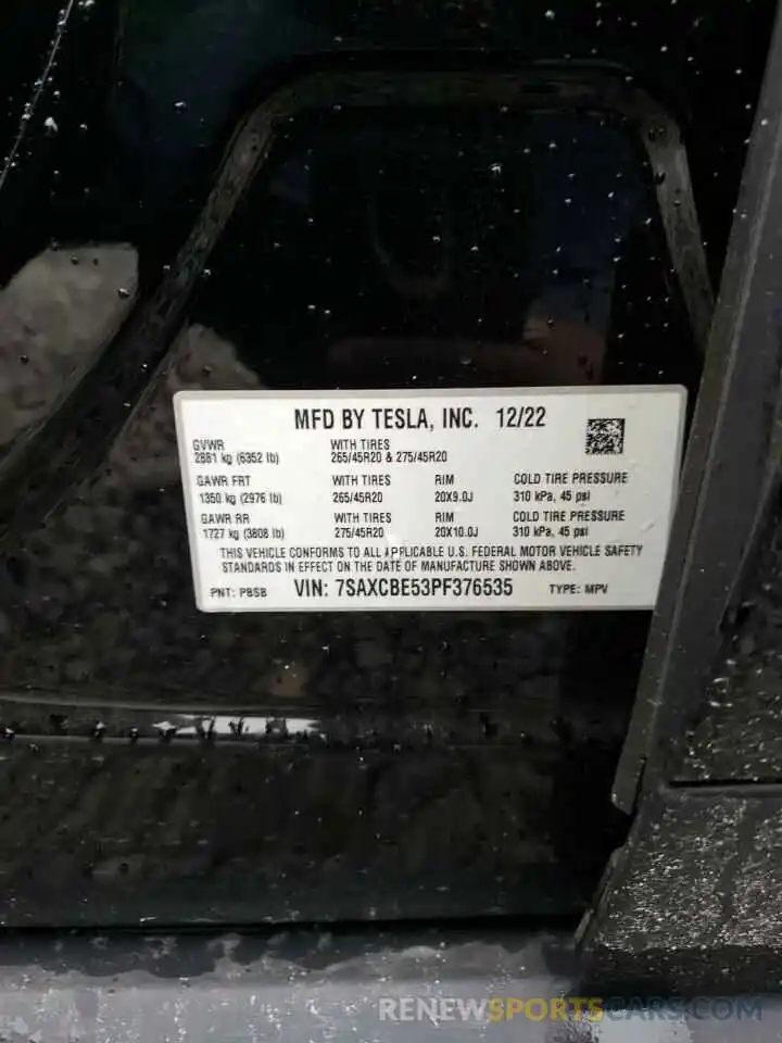 13 Фотография поврежденного автомобиля 7SAXCBE53PF376535 TESLA MODEL X 2023