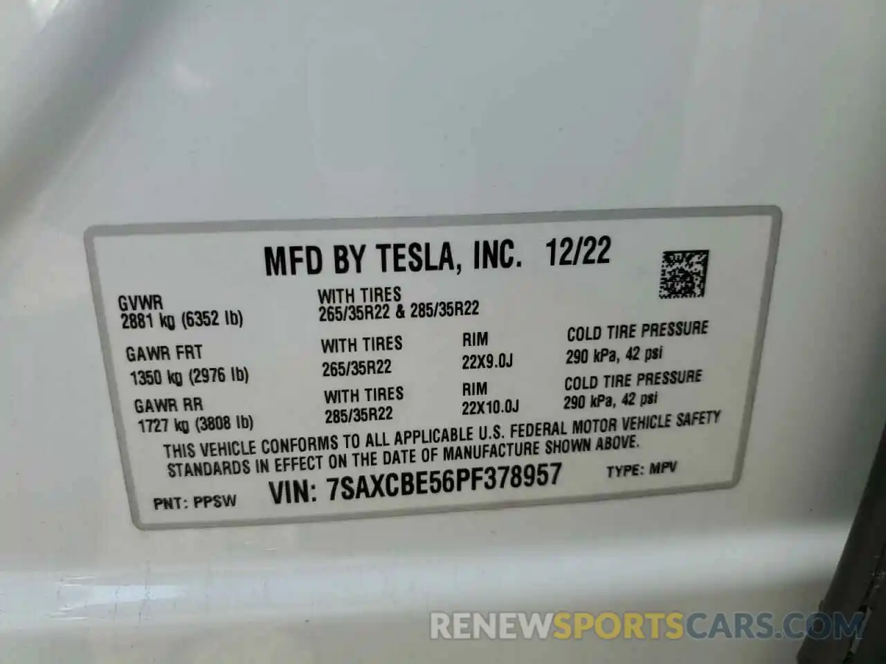 12 Фотография поврежденного автомобиля 7SAXCBE56PF378957 TESLA MODEL X 2023