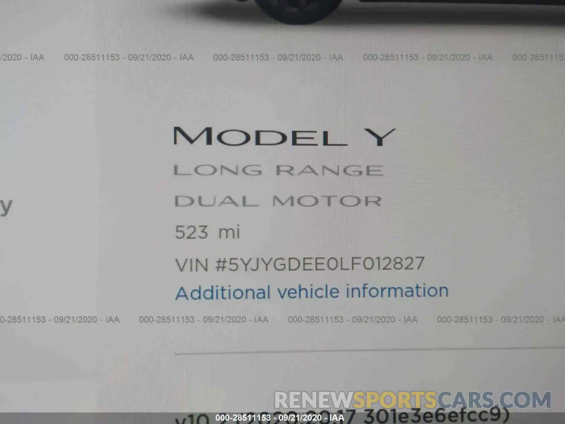 7 Photograph of a damaged car 5YJYGDEE0LF012827 TESLA MODEL Y 2020