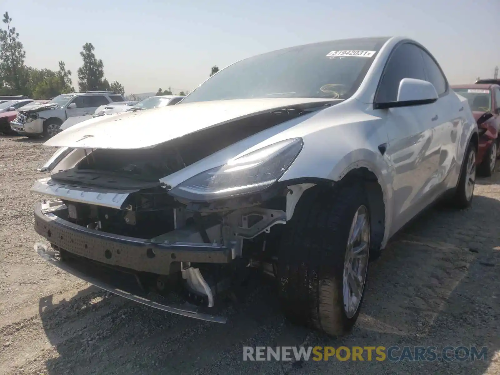 2 Photograph of a damaged car 5YJYGDEE0LF015274 TESLA MODEL Y 2020