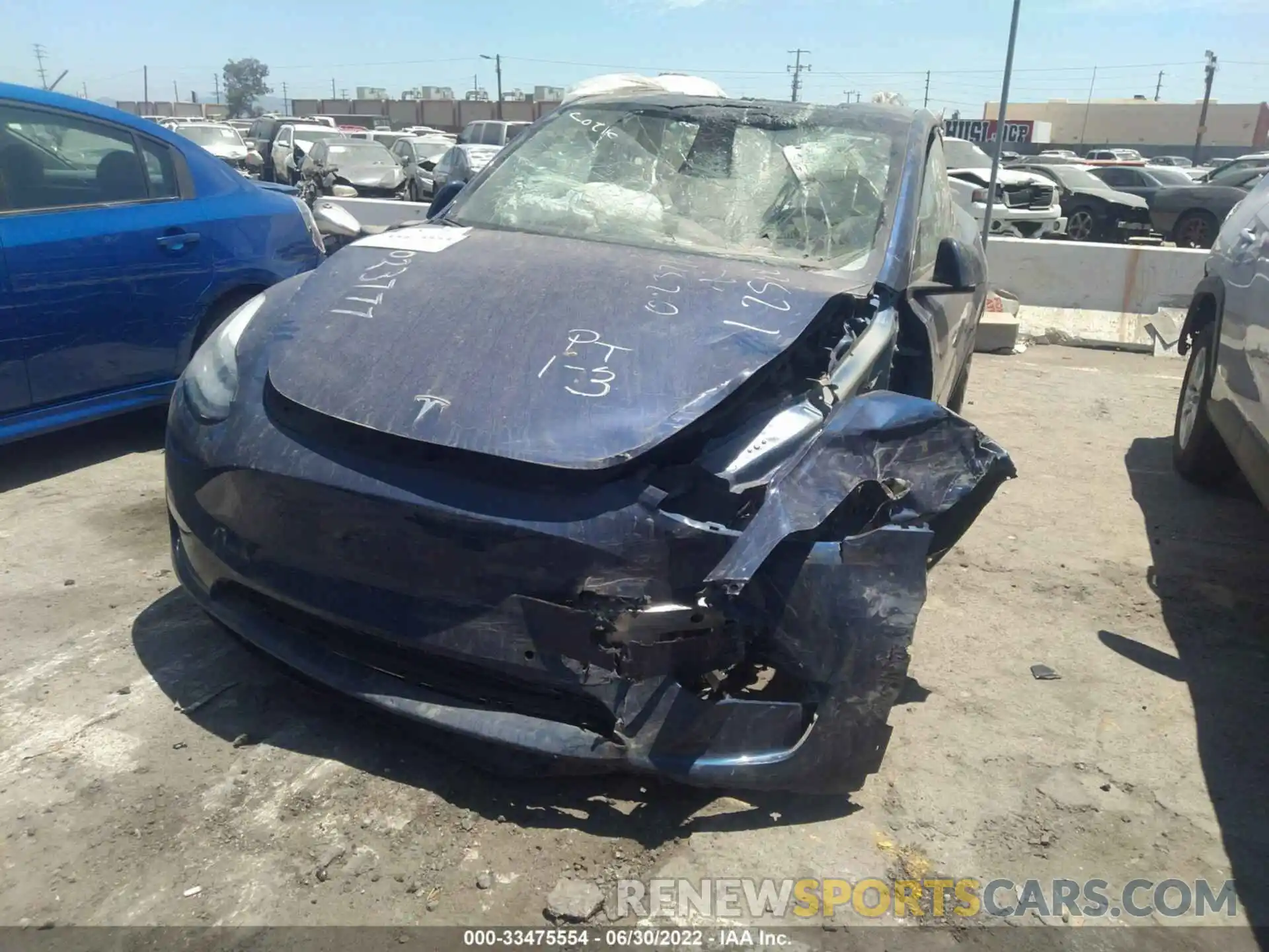 2 Photograph of a damaged car 5YJYGDEE0LF023777 TESLA MODEL Y 2020