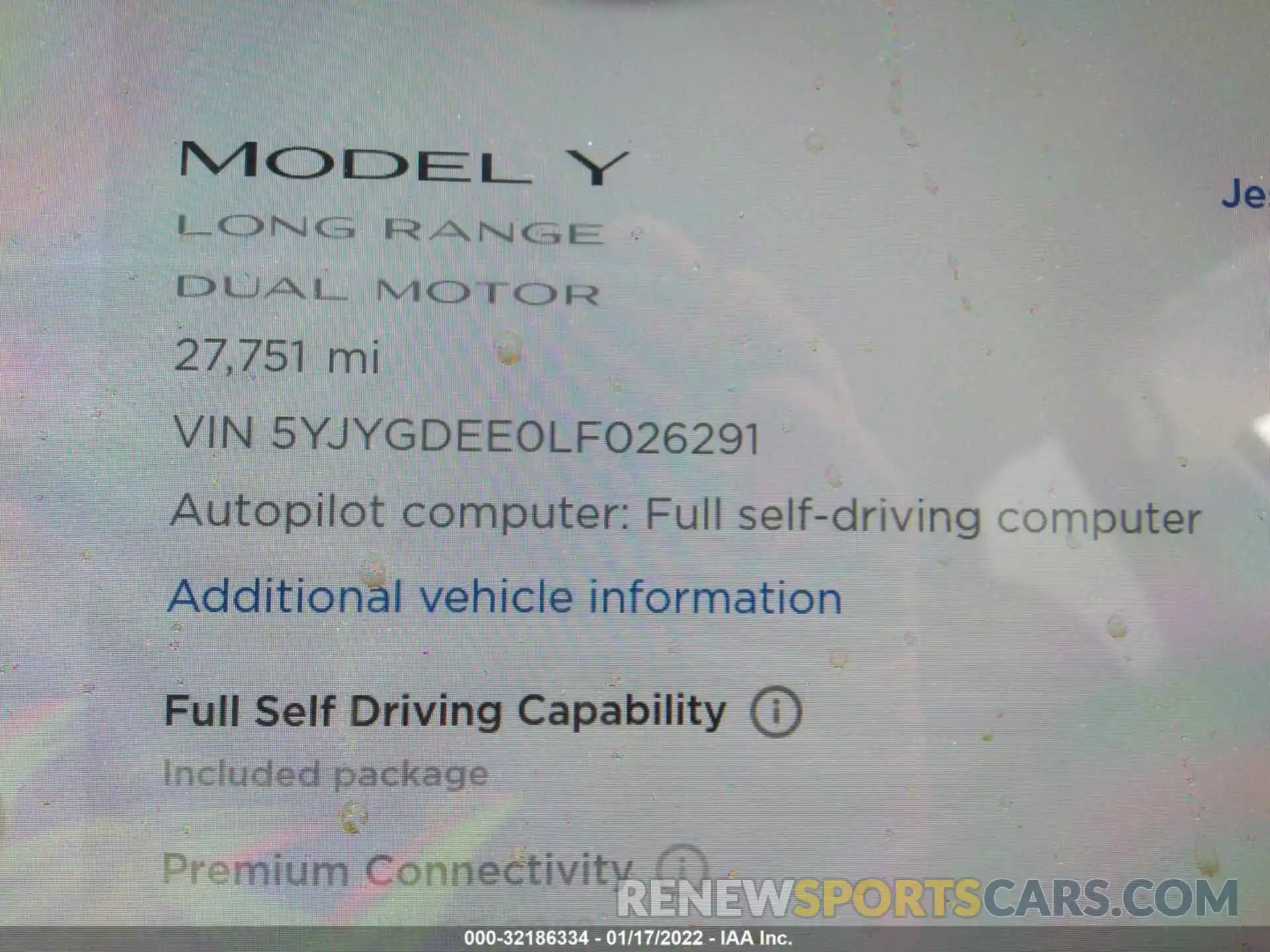 7 Photograph of a damaged car 5YJYGDEE0LF026291 TESLA MODEL Y 2020