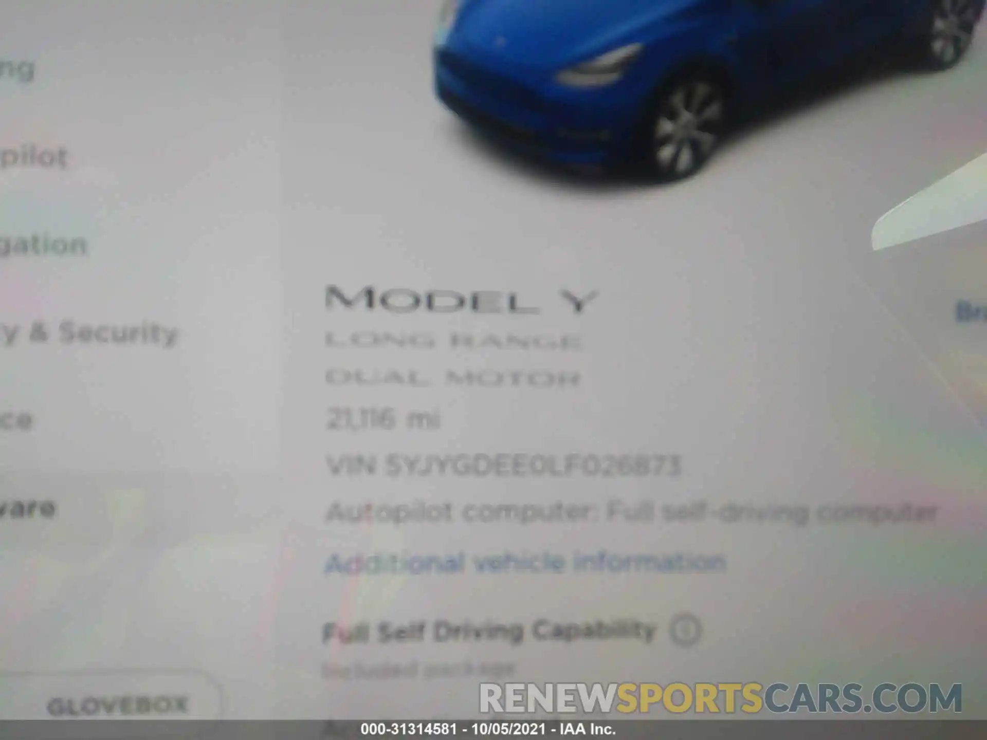 7 Photograph of a damaged car 5YJYGDEE0LF026873 TESLA MODEL Y 2020