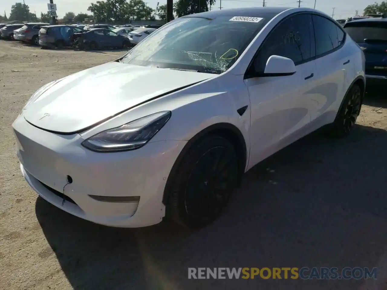 2 Photograph of a damaged car 5YJYGDEE0LF027862 TESLA MODEL Y 2020