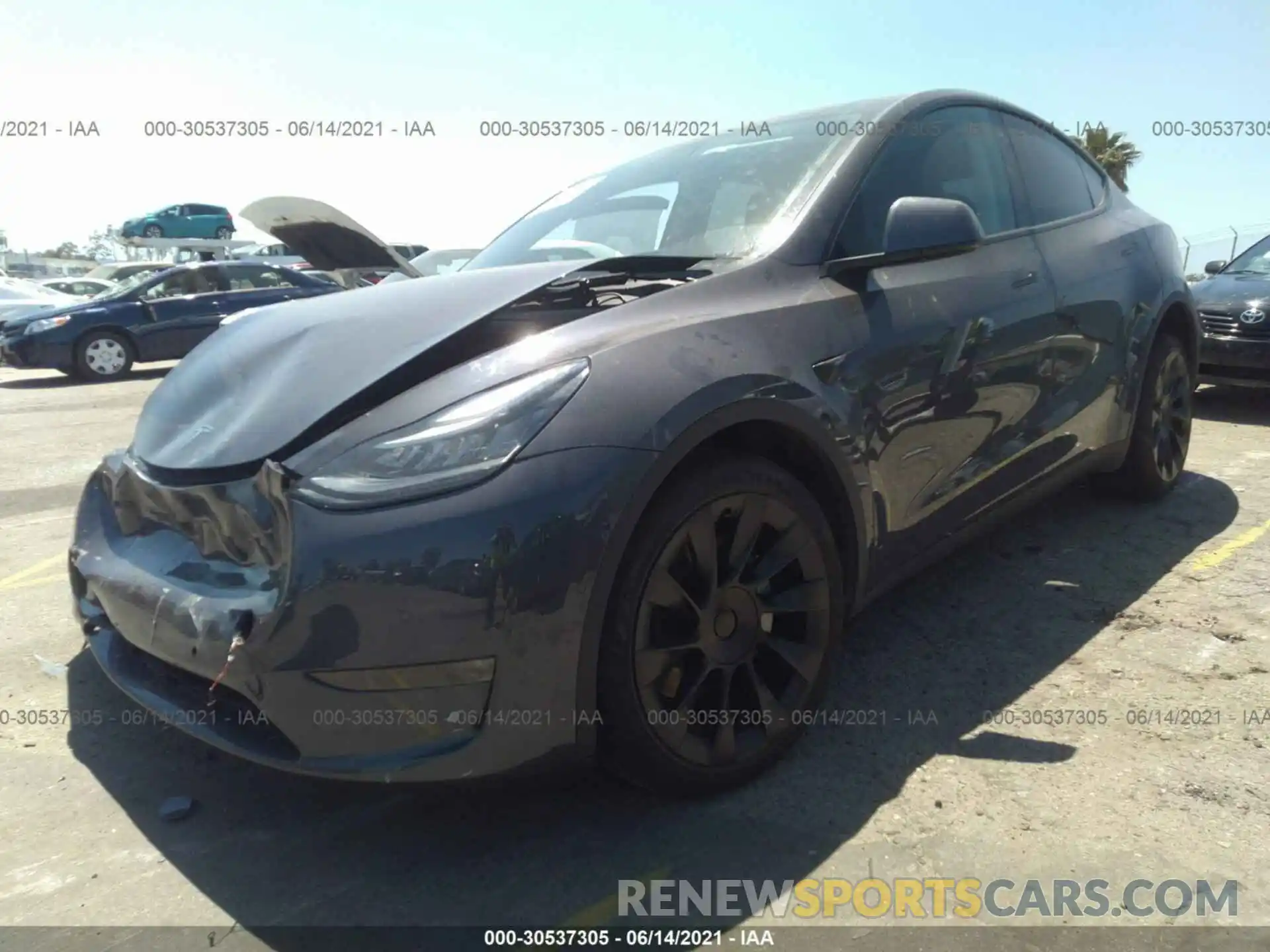 2 Photograph of a damaged car 5YJYGDEE0LF033273 TESLA MODEL Y 2020