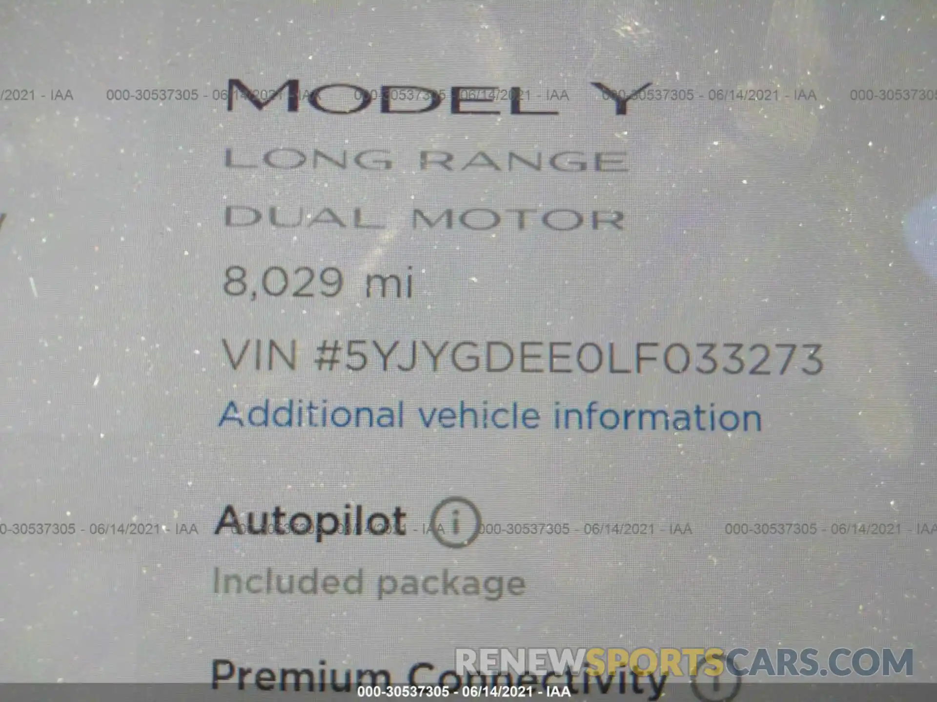 7 Photograph of a damaged car 5YJYGDEE0LF033273 TESLA MODEL Y 2020