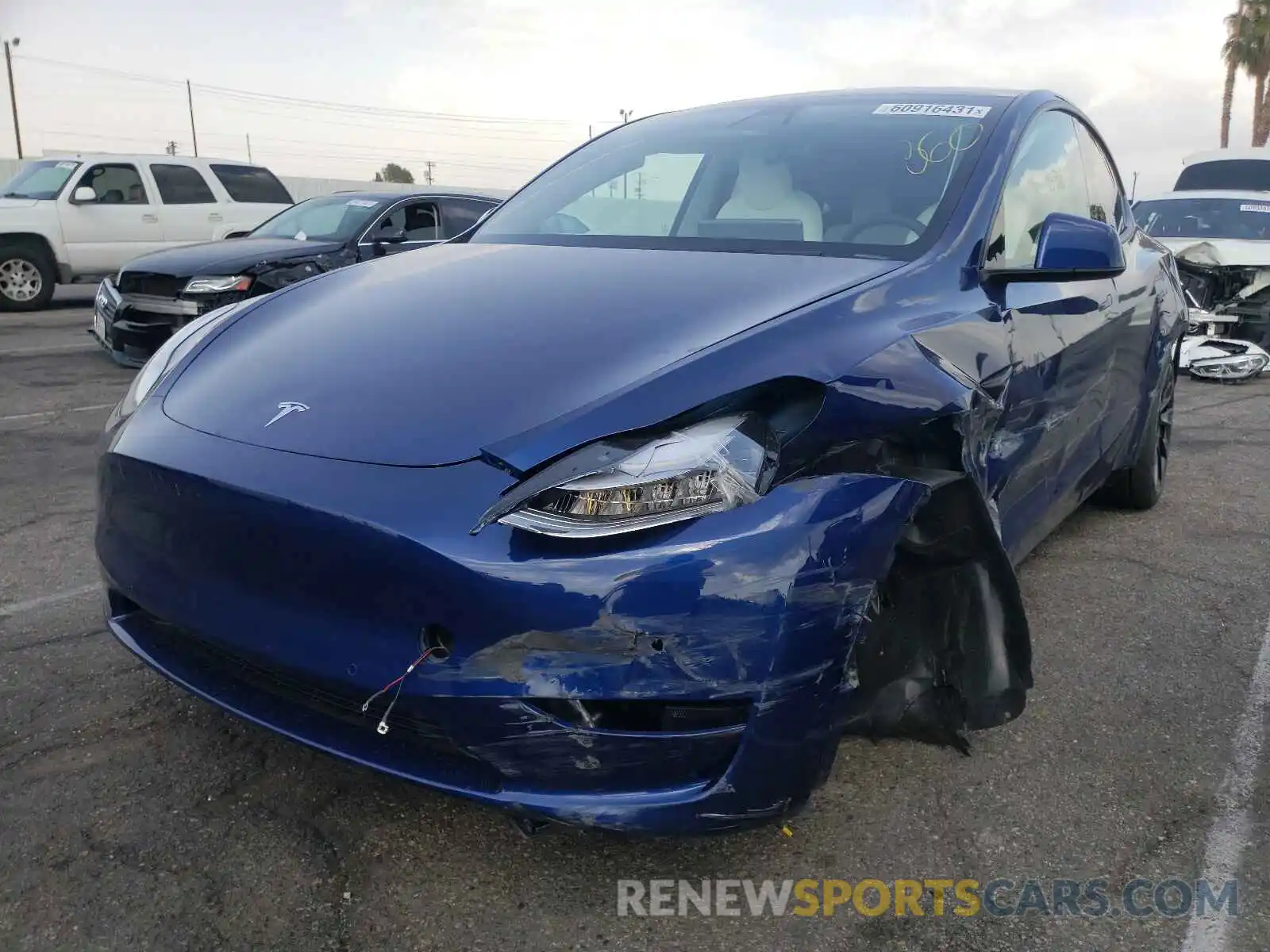 2 Photograph of a damaged car 5YJYGDEE0LF034228 TESLA MODEL Y 2020