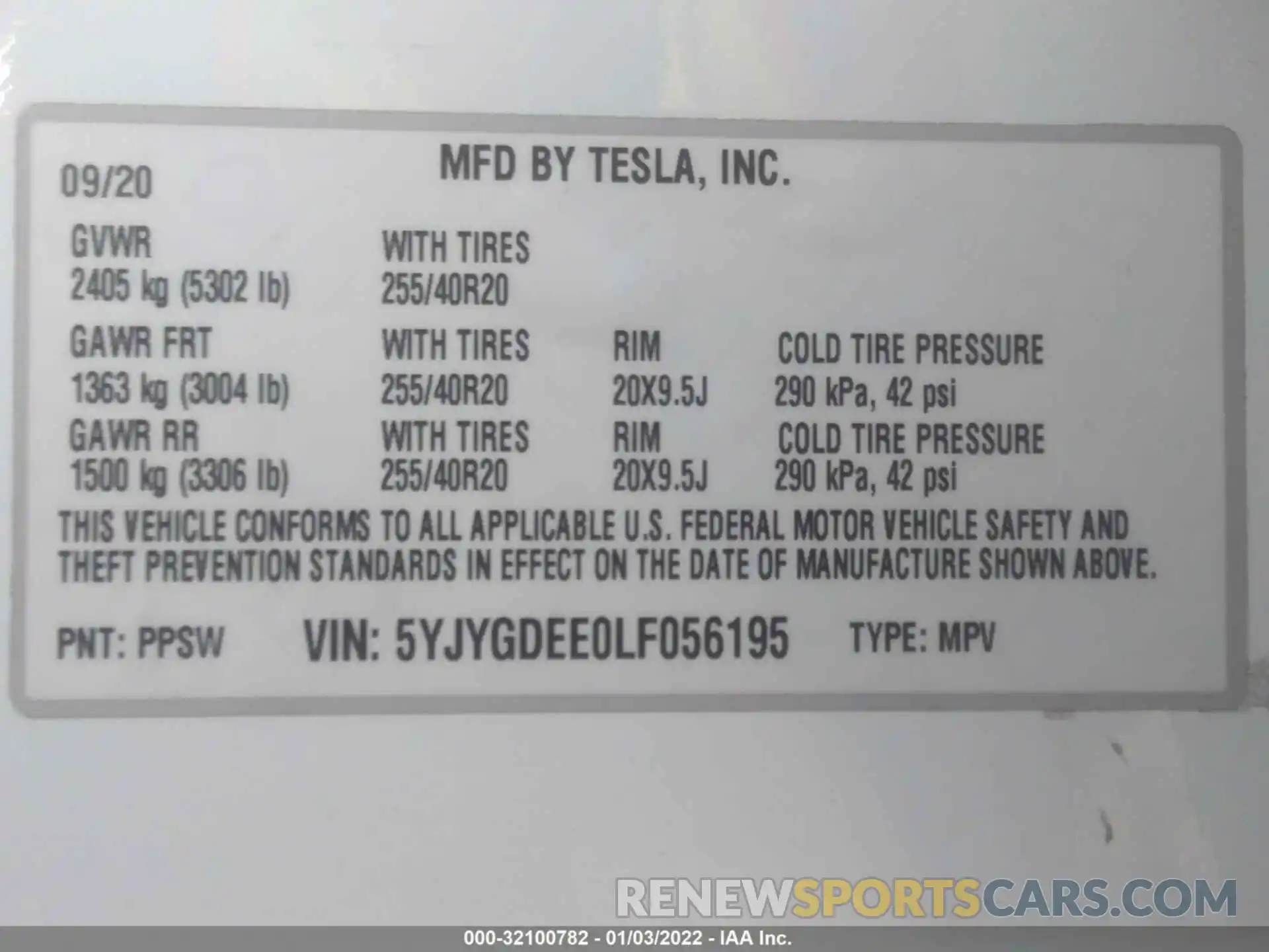 9 Photograph of a damaged car 5YJYGDEE0LF056195 TESLA MODEL Y 2020