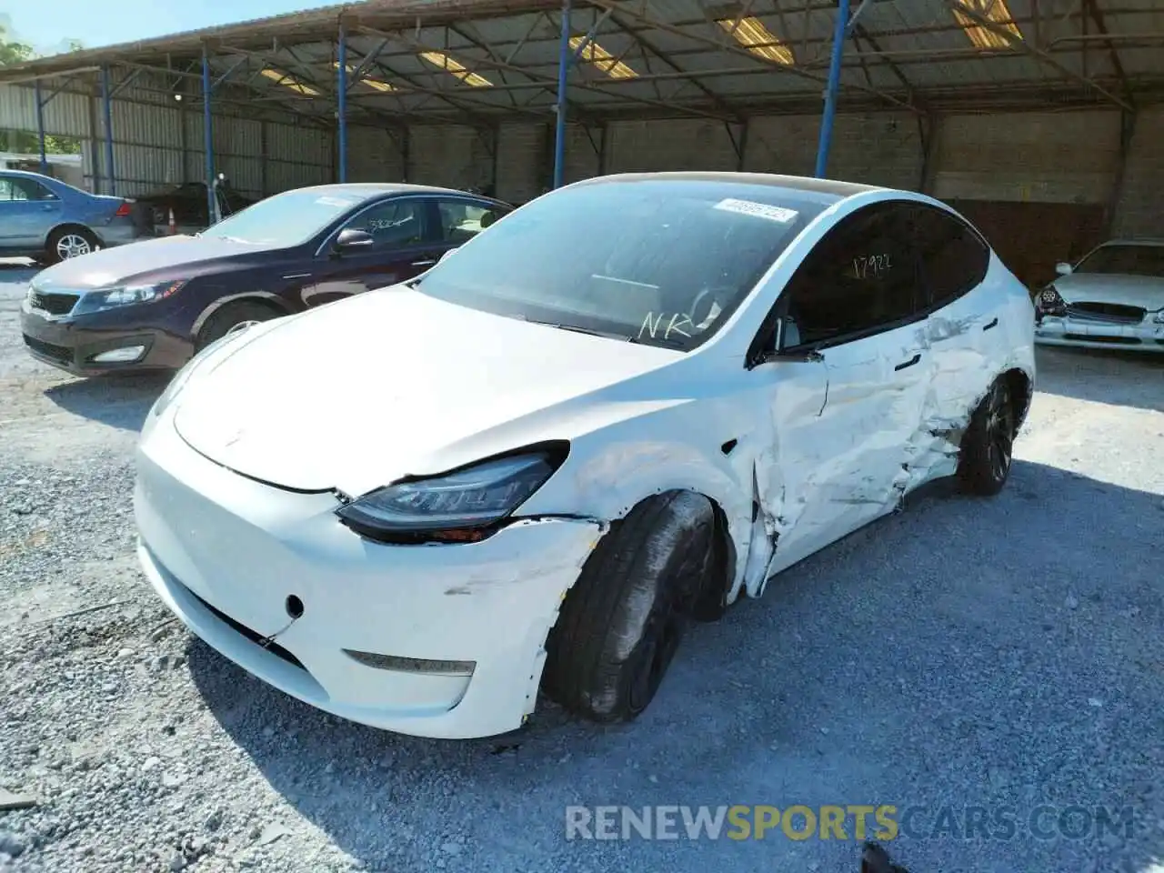 2 Photograph of a damaged car 5YJYGDEE1LF008351 TESLA MODEL Y 2020