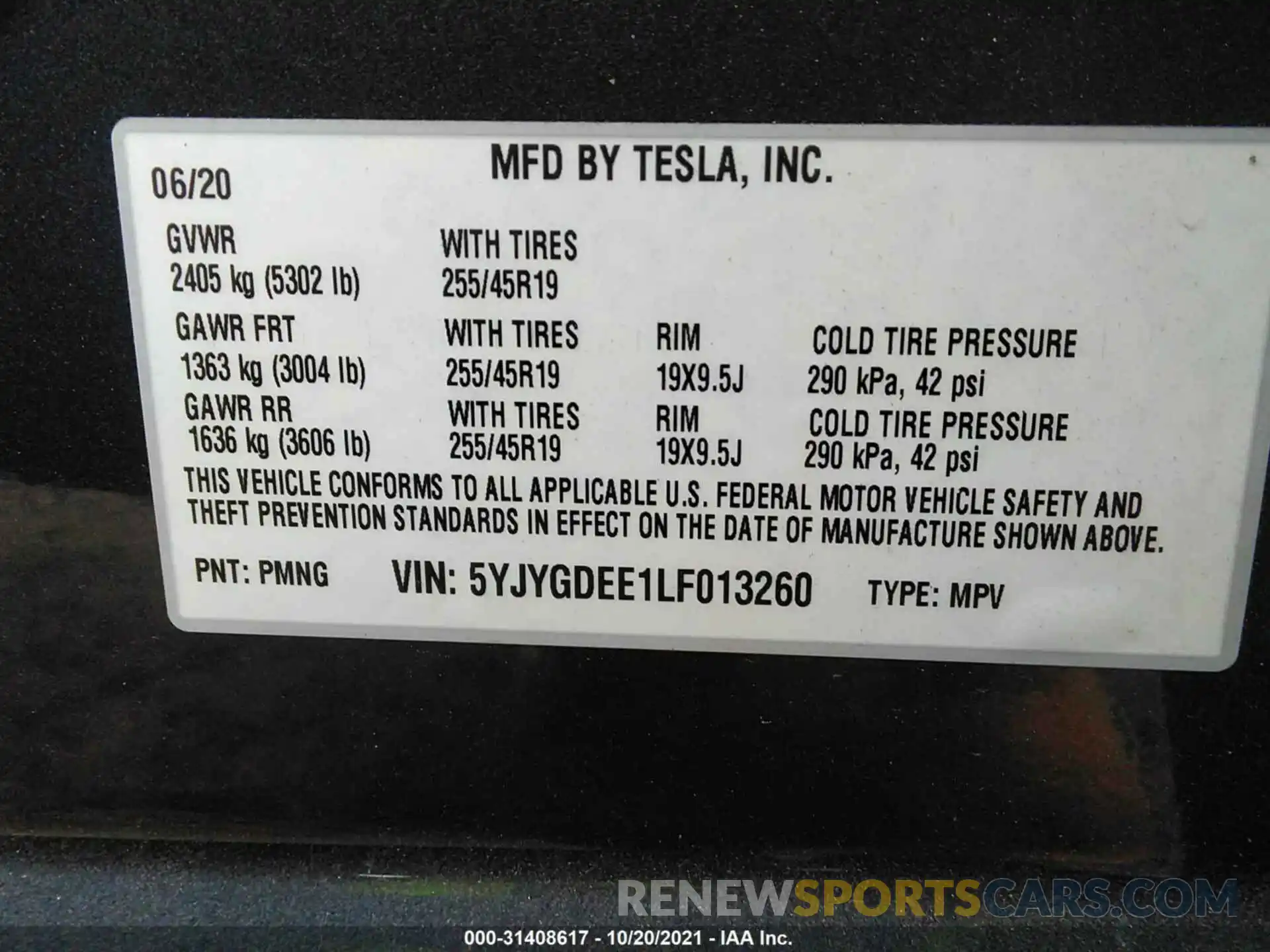 9 Фотография поврежденного автомобиля 5YJYGDEE1LF013260 TESLA MODEL Y 2020