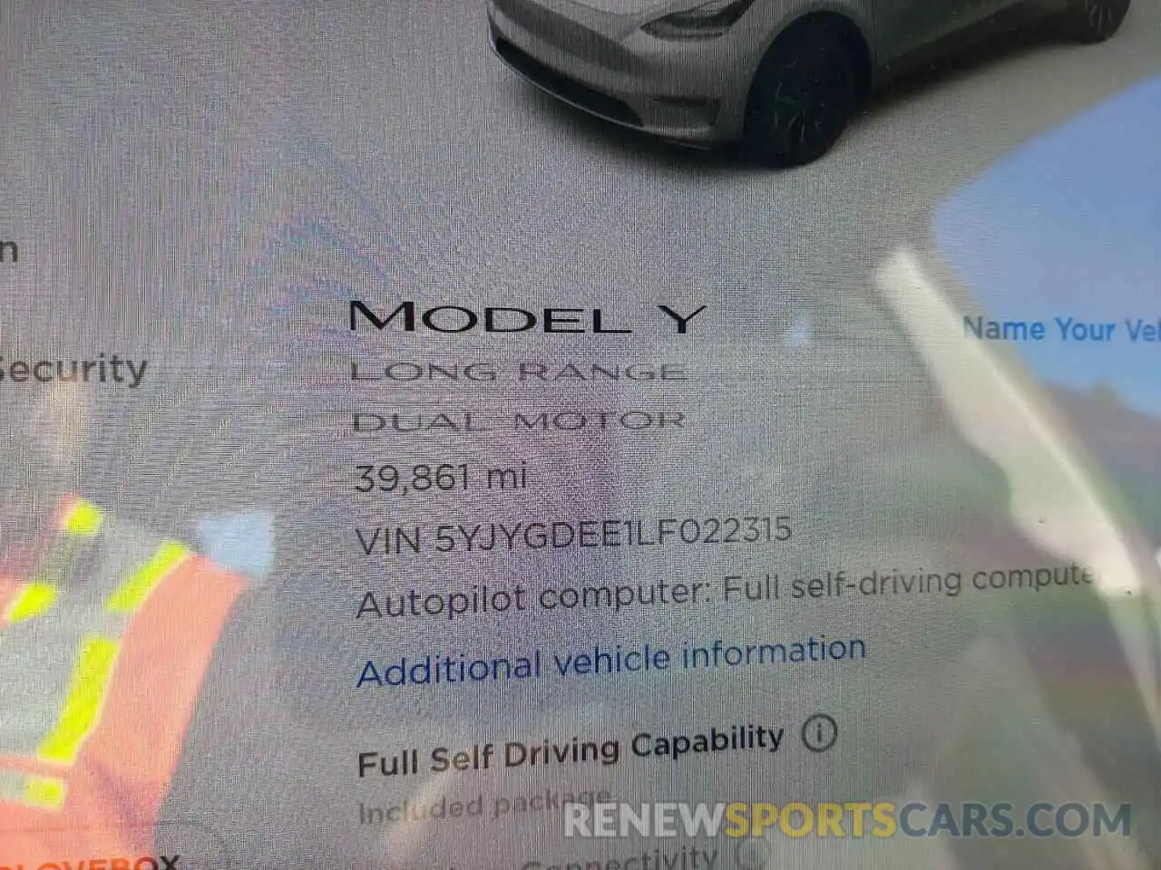 8 Фотография поврежденного автомобиля 5YJYGDEE1LF022315 TESLA MODEL Y 2020