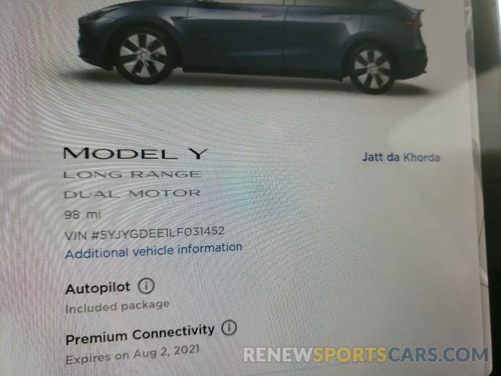 8 Фотография поврежденного автомобиля 5YJYGDEE1LF031452 TESLA MODEL Y 2020