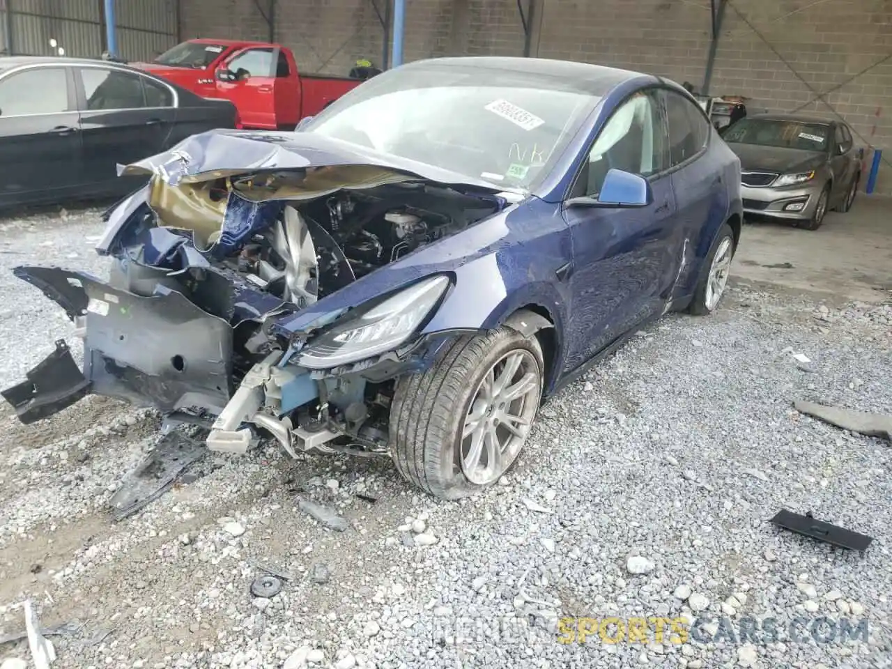 2 Photograph of a damaged car 5YJYGDEE1LF044332 TESLA MODEL Y 2020