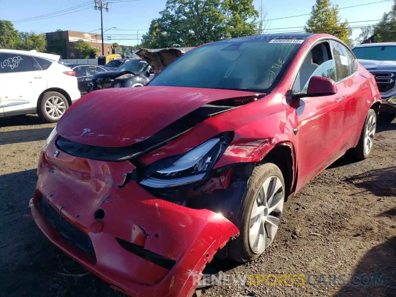 2 Photograph of a damaged car 5YJYGDEE1LF044671 TESLA MODEL Y 2020