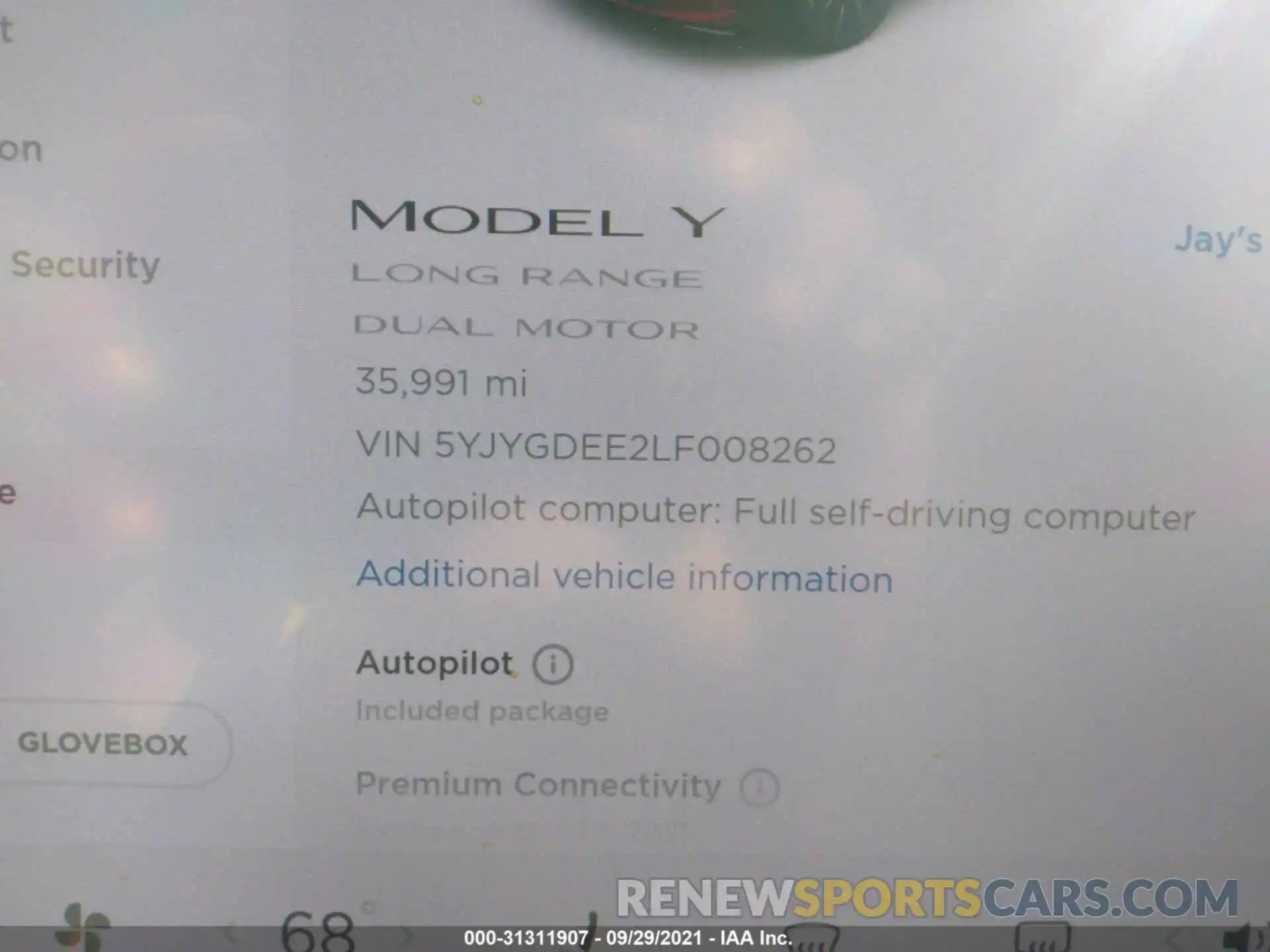 9 Photograph of a damaged car 5YJYGDEE2LF008262 TESLA MODEL Y 2020