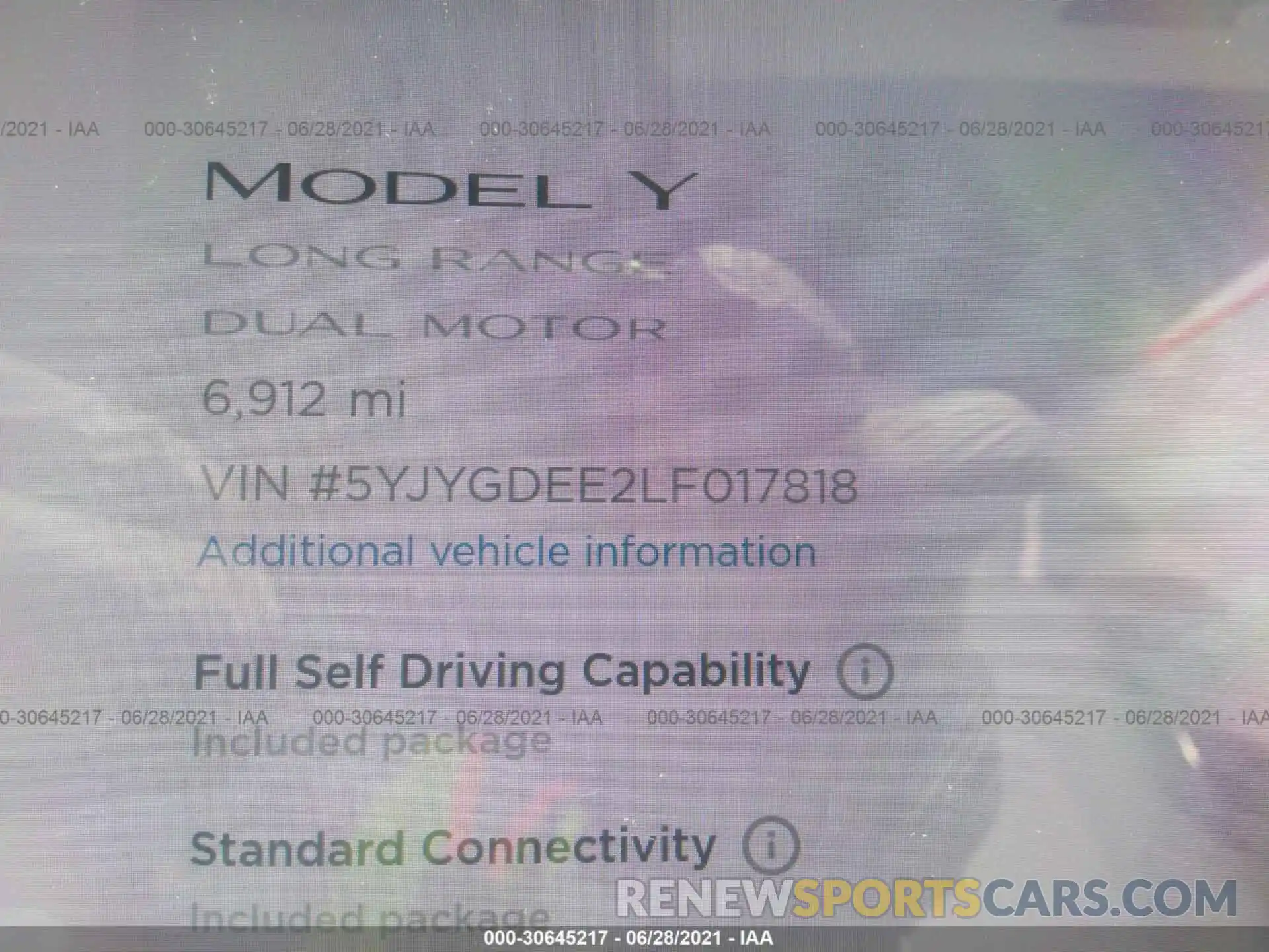 7 Photograph of a damaged car 5YJYGDEE2LF017818 TESLA MODEL Y 2020