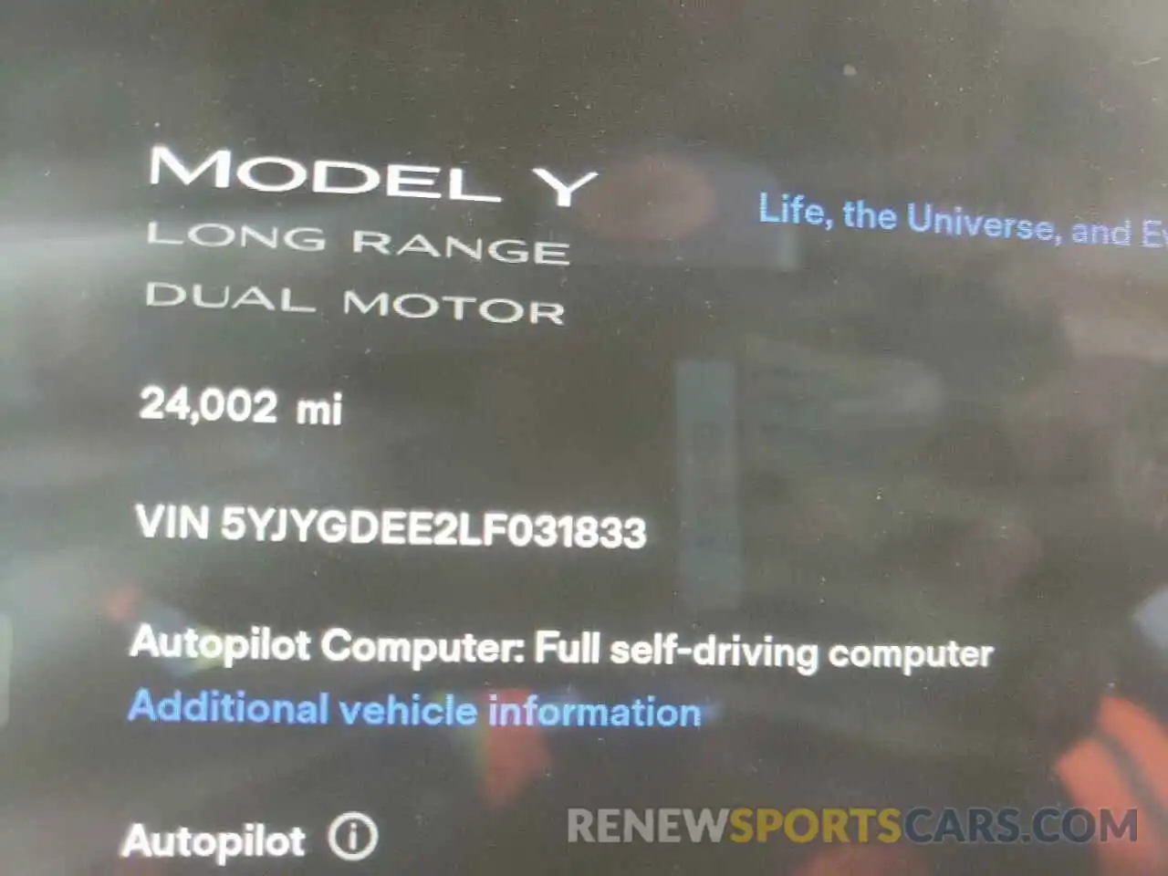 8 Фотография поврежденного автомобиля 5YJYGDEE2LF031833 TESLA MODEL Y 2020