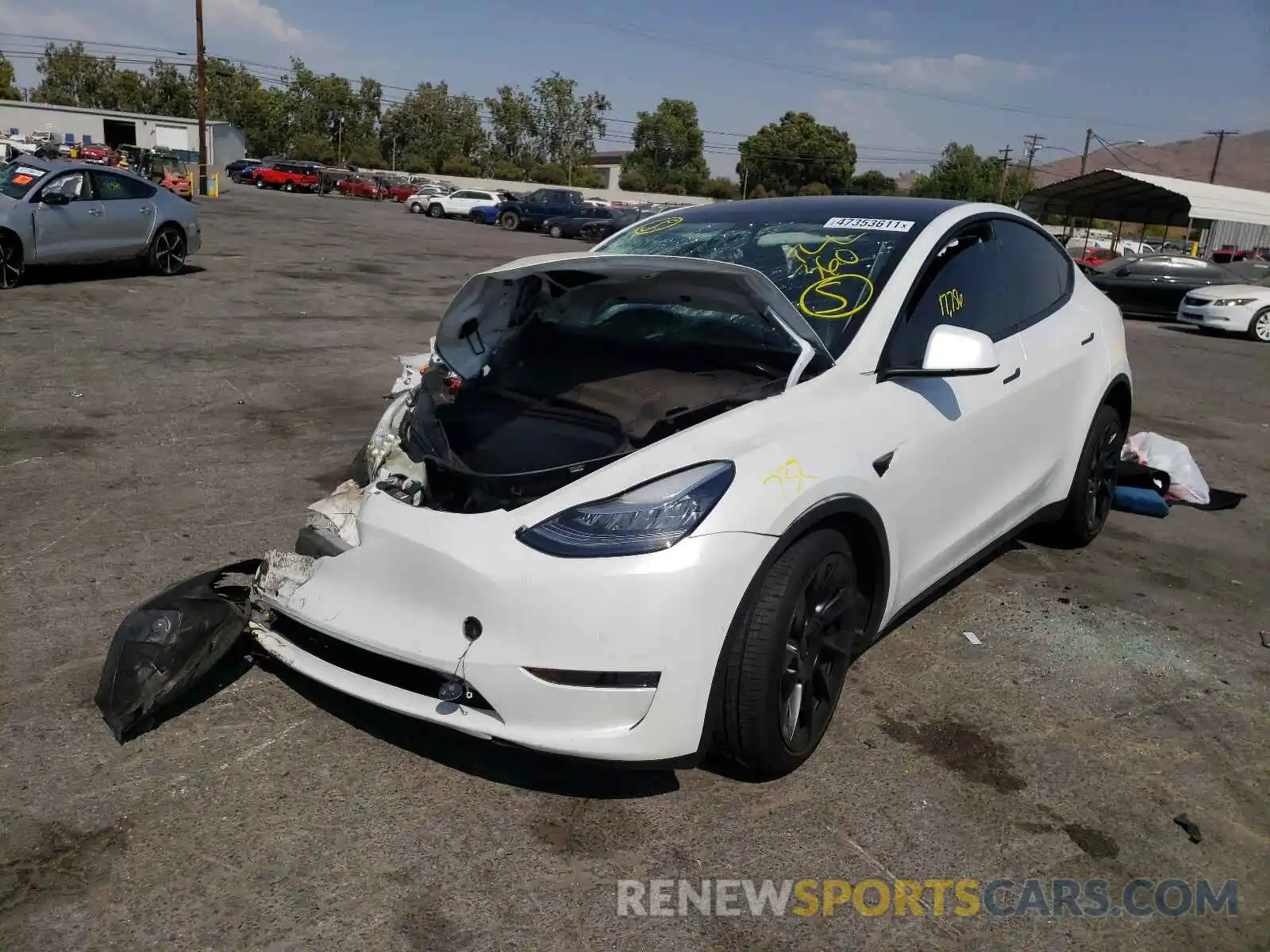 2 Photograph of a damaged car 5YJYGDEE2LF055730 TESLA MODEL Y 2020